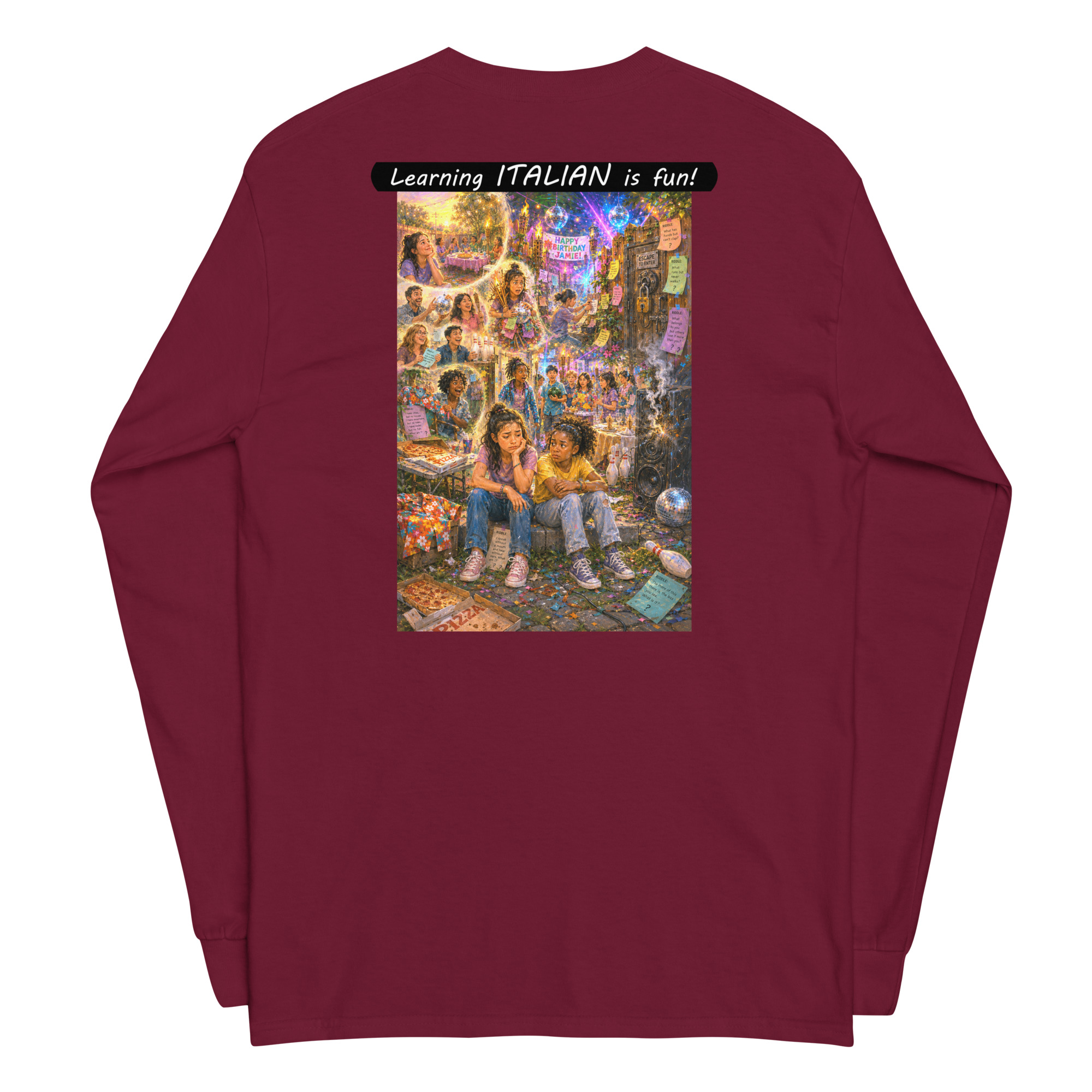Unisex Long Sleeve Shirt - Learning ITALIAN is fun! - The Surprise Party - Image 12