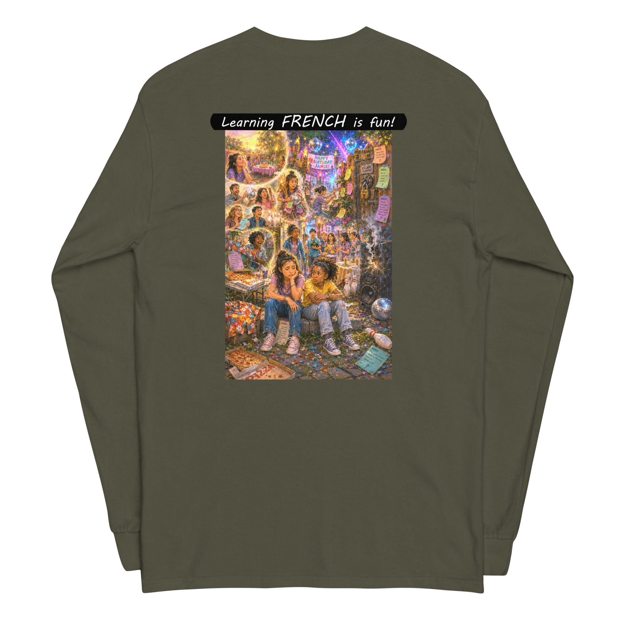Unisex Long Sleeve Shirt - Learning FRENCH is fun! - The Surprise Party - Image 17