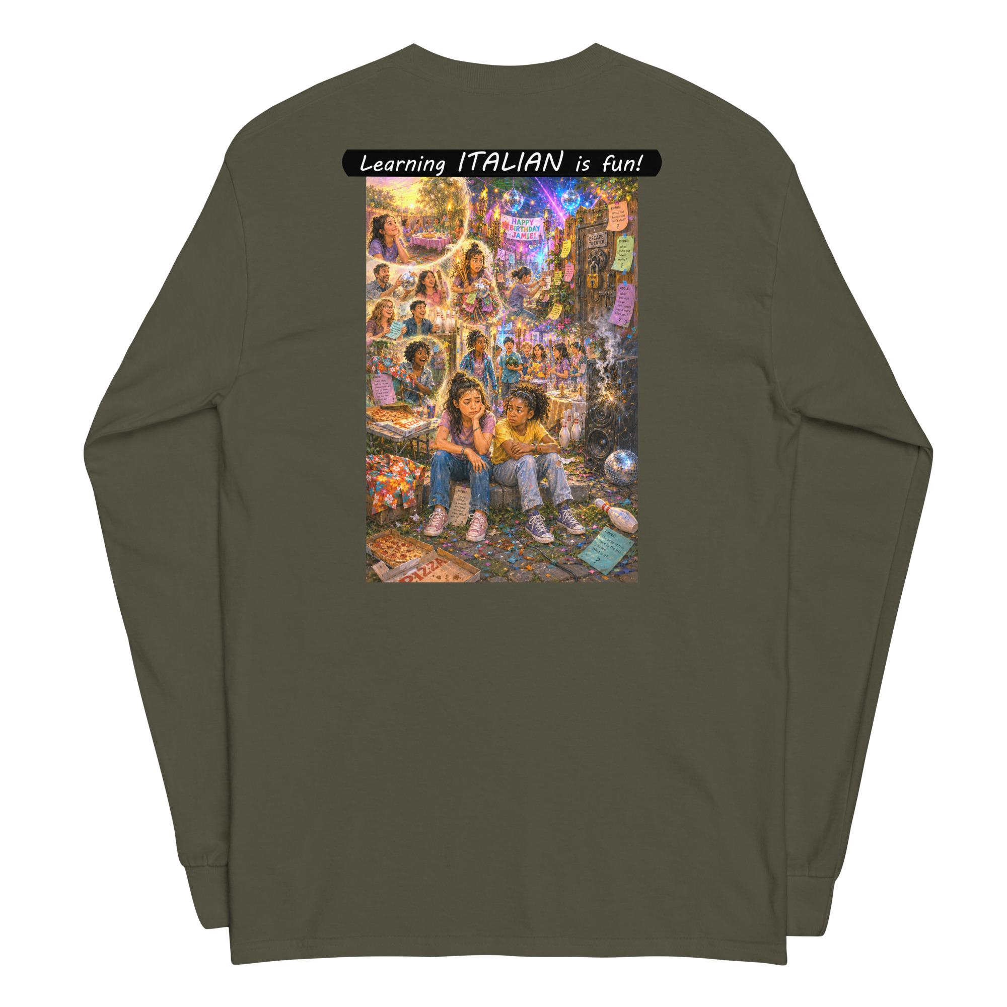 Unisex Long Sleeve Shirt - Learning ITALIAN is fun! - The Surprise Party - Image 20