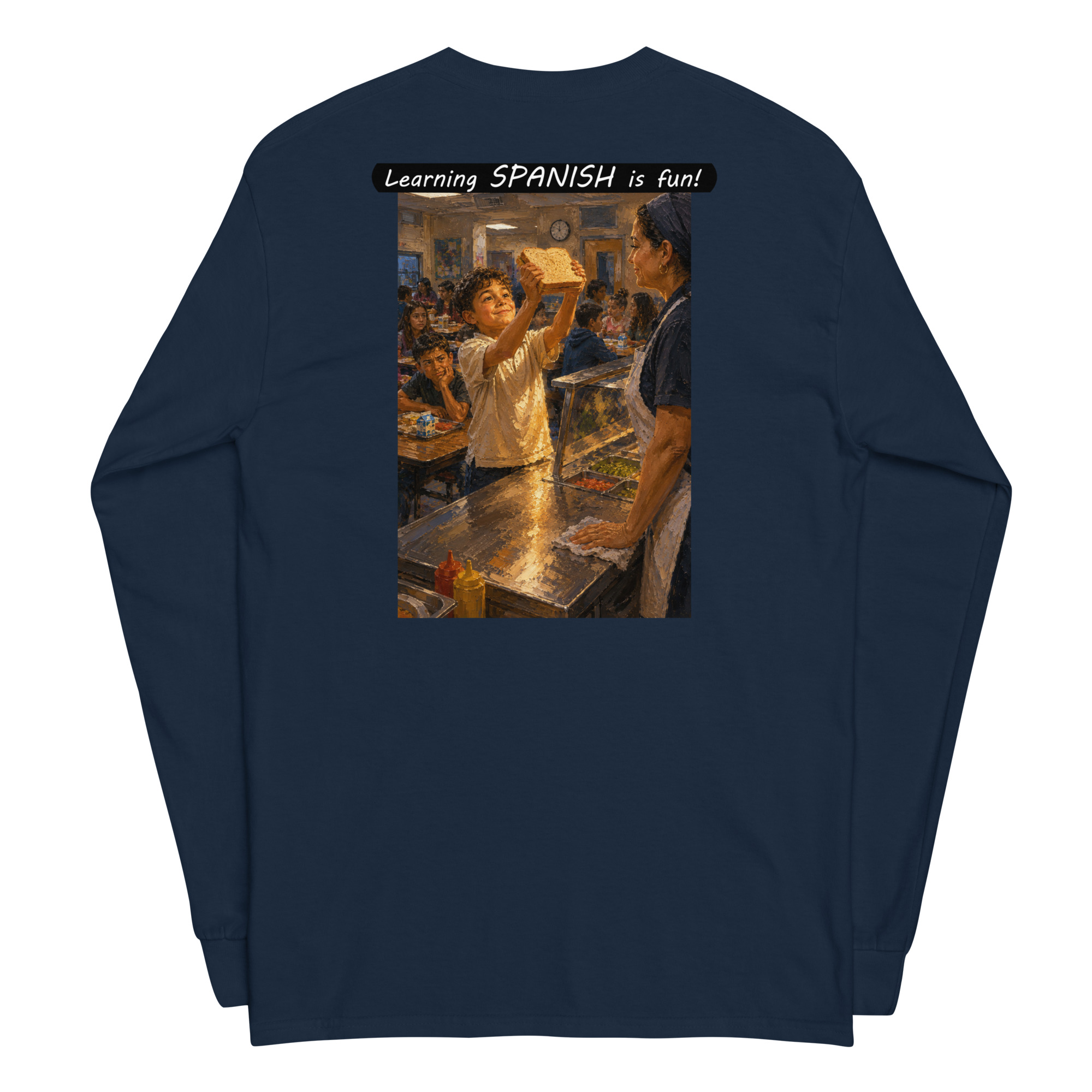Unisex Long Sleeve Shirt - Learning SPANISH is fun! - Crusty Roof Tiles - Image 8