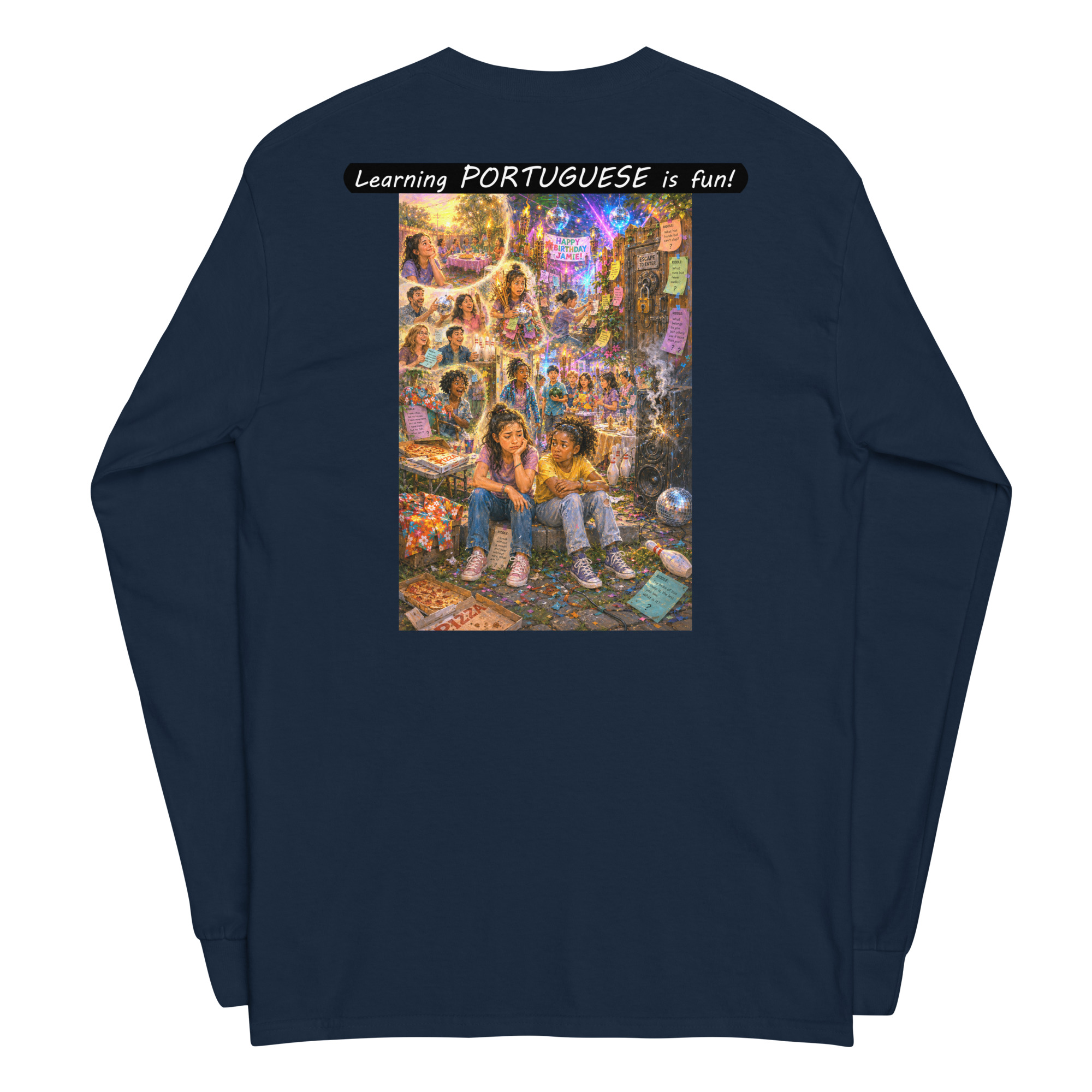 Unisex Long Sleeve Shirt - Learning PORTUGUESE is fun! - The Surprise Party - Image 9