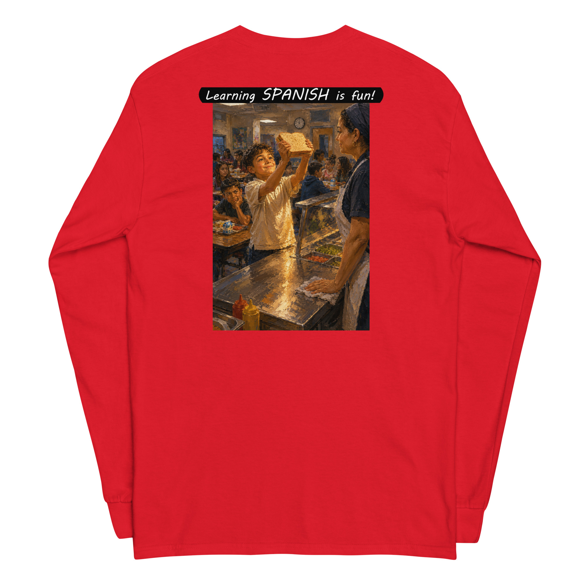 Unisex Long Sleeve Shirt - Learning SPANISH is fun! - Crusty Roof Tiles - Image 14