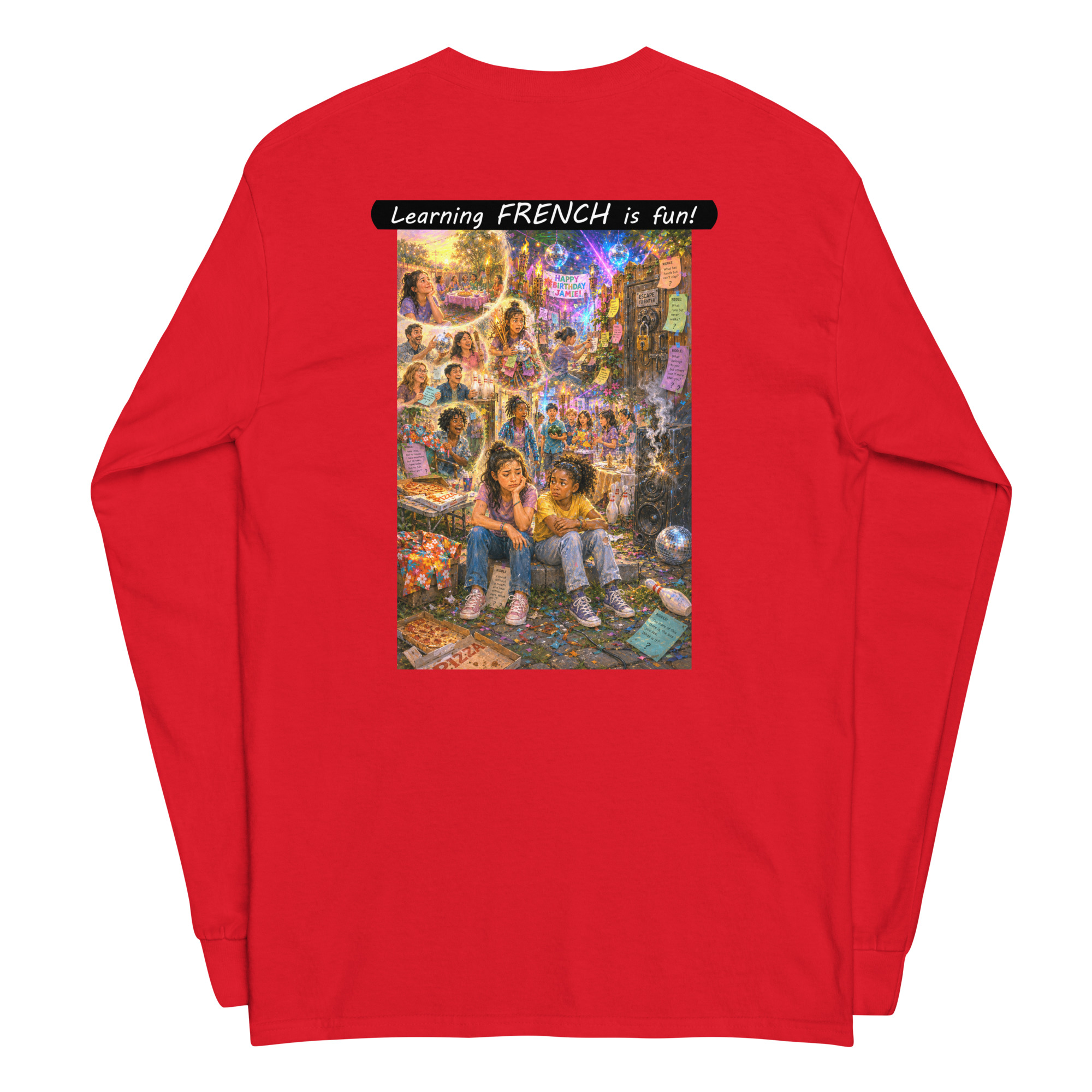 Unisex Long Sleeve Shirt - Learning FRENCH is fun! - The Surprise Party - Image 13