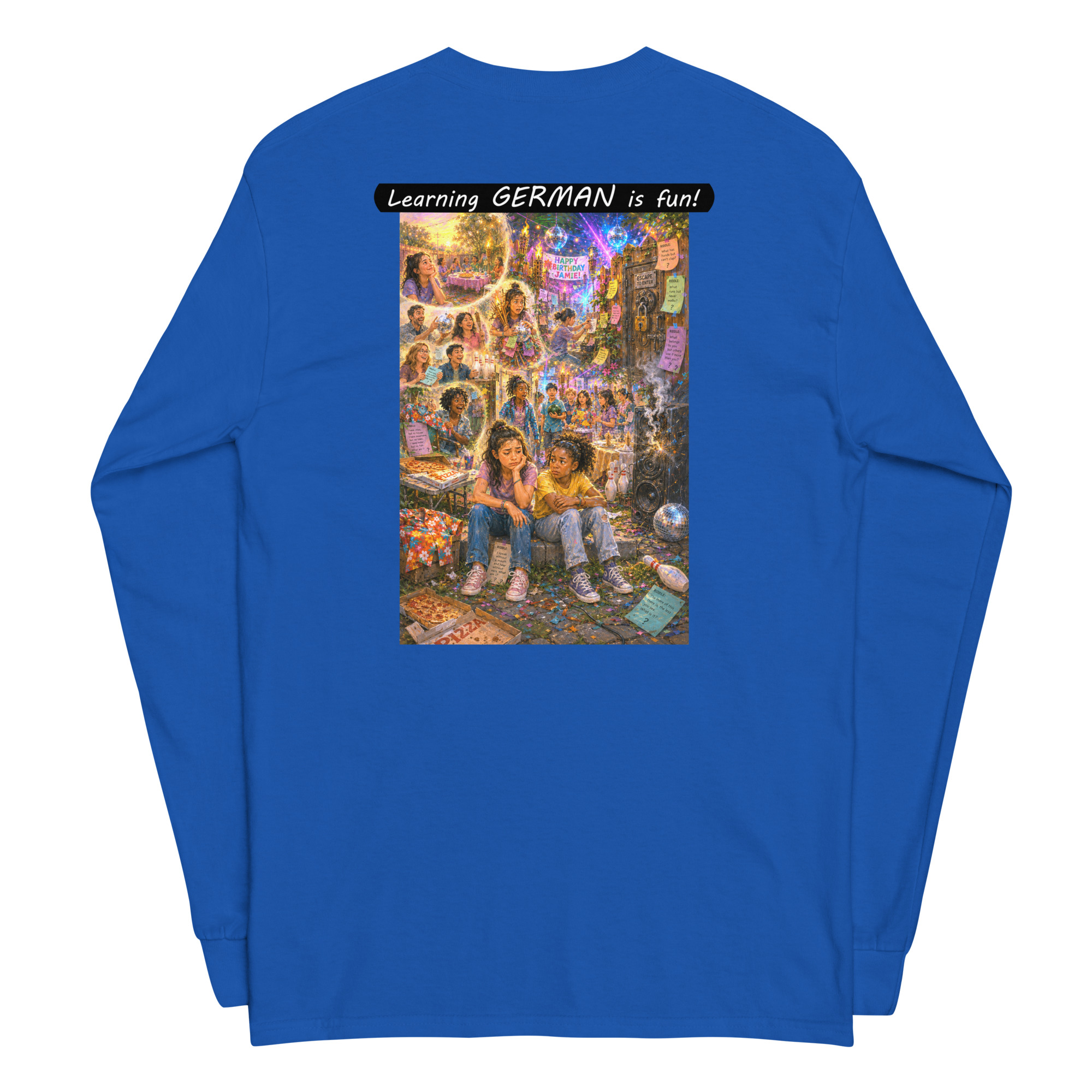 Unisex Long Sleeve Shirt - Learning GERMAN is fun! - The Surprise Party - Image 14