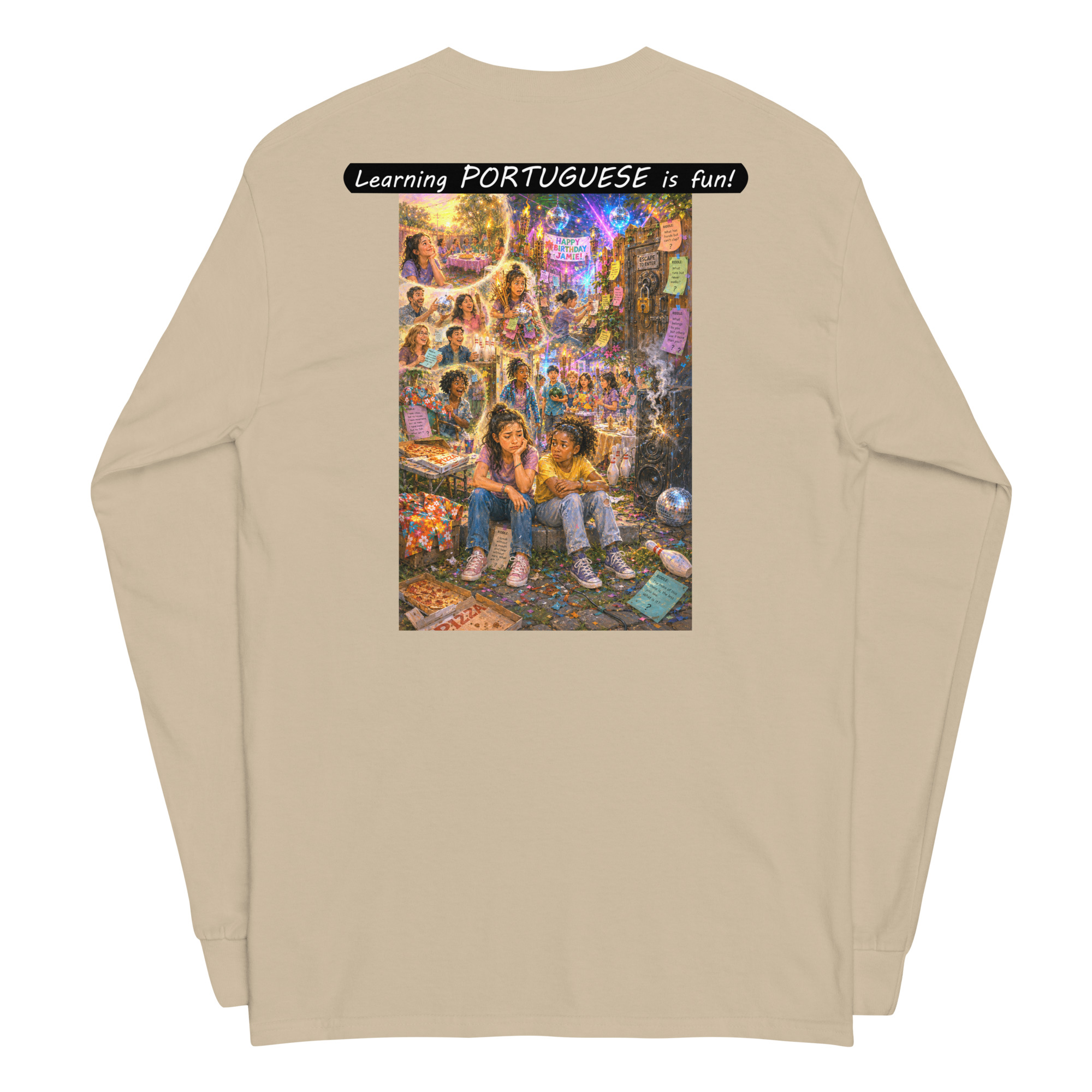 Unisex Long Sleeve Shirt - Learning PORTUGUESE is fun! - The Surprise Party - Image 23