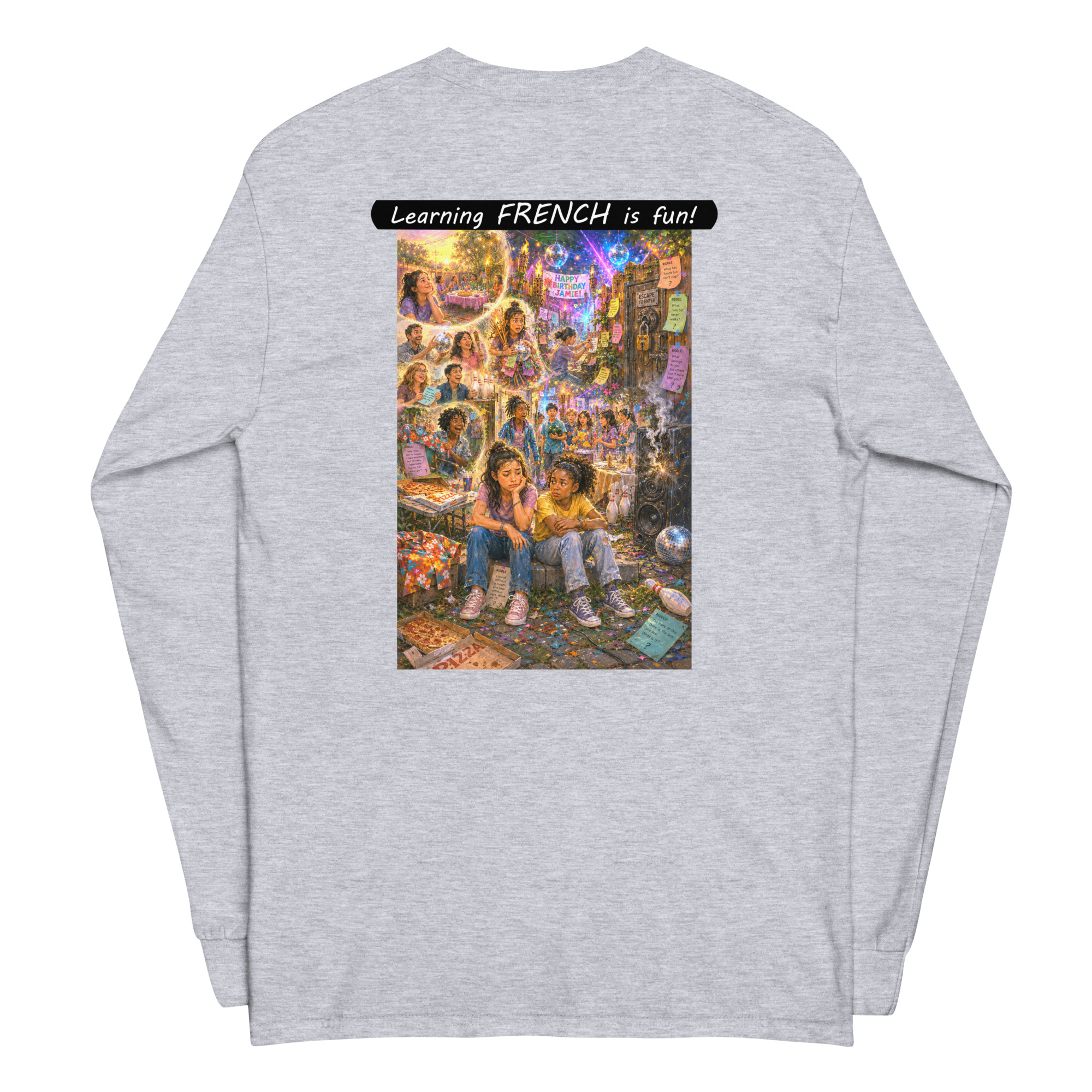 Unisex Long Sleeve Shirt - Learning FRENCH is fun! - The Surprise Party - Image 19