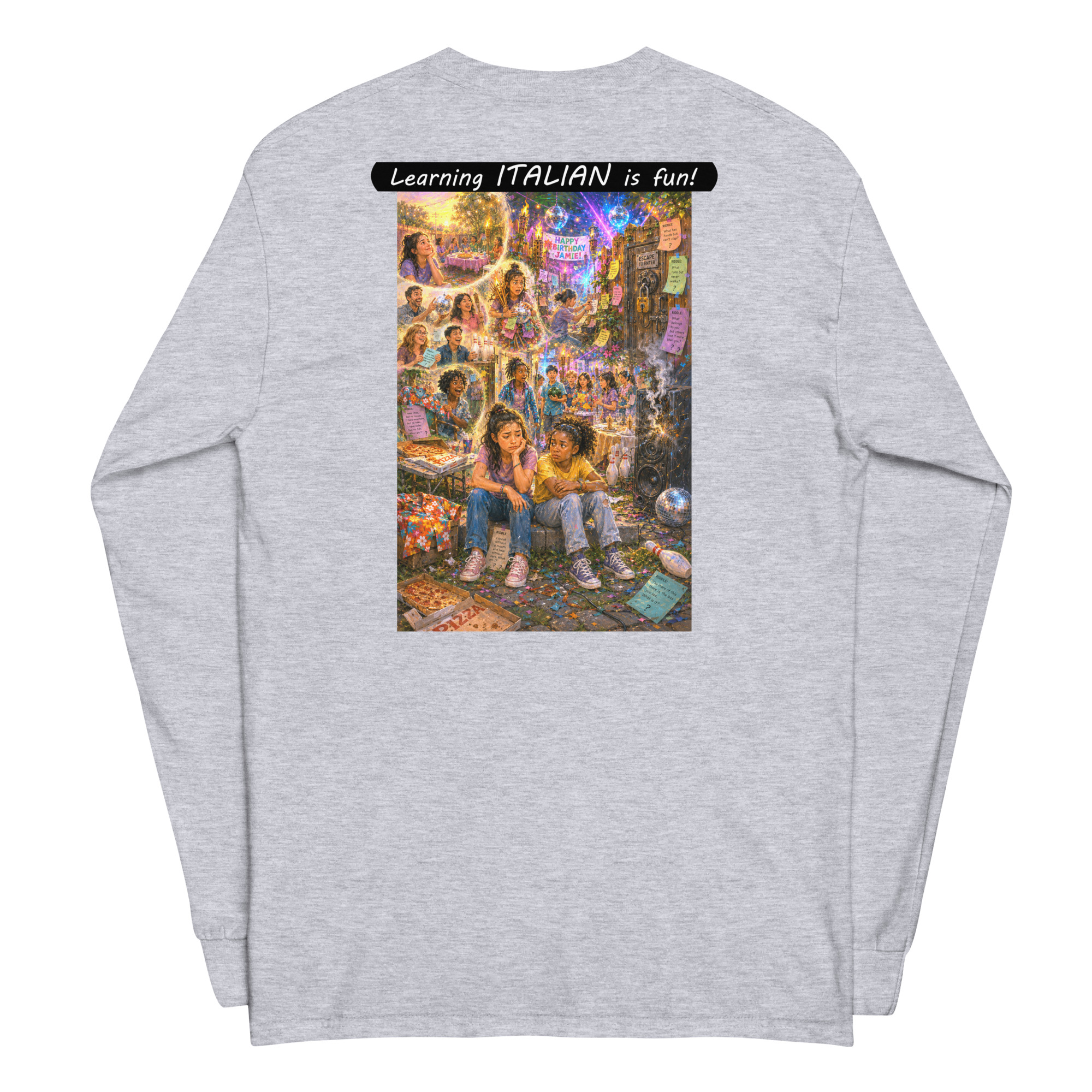 Unisex Long Sleeve Shirt - Learning ITALIAN is fun! - The Surprise Party - Image 22