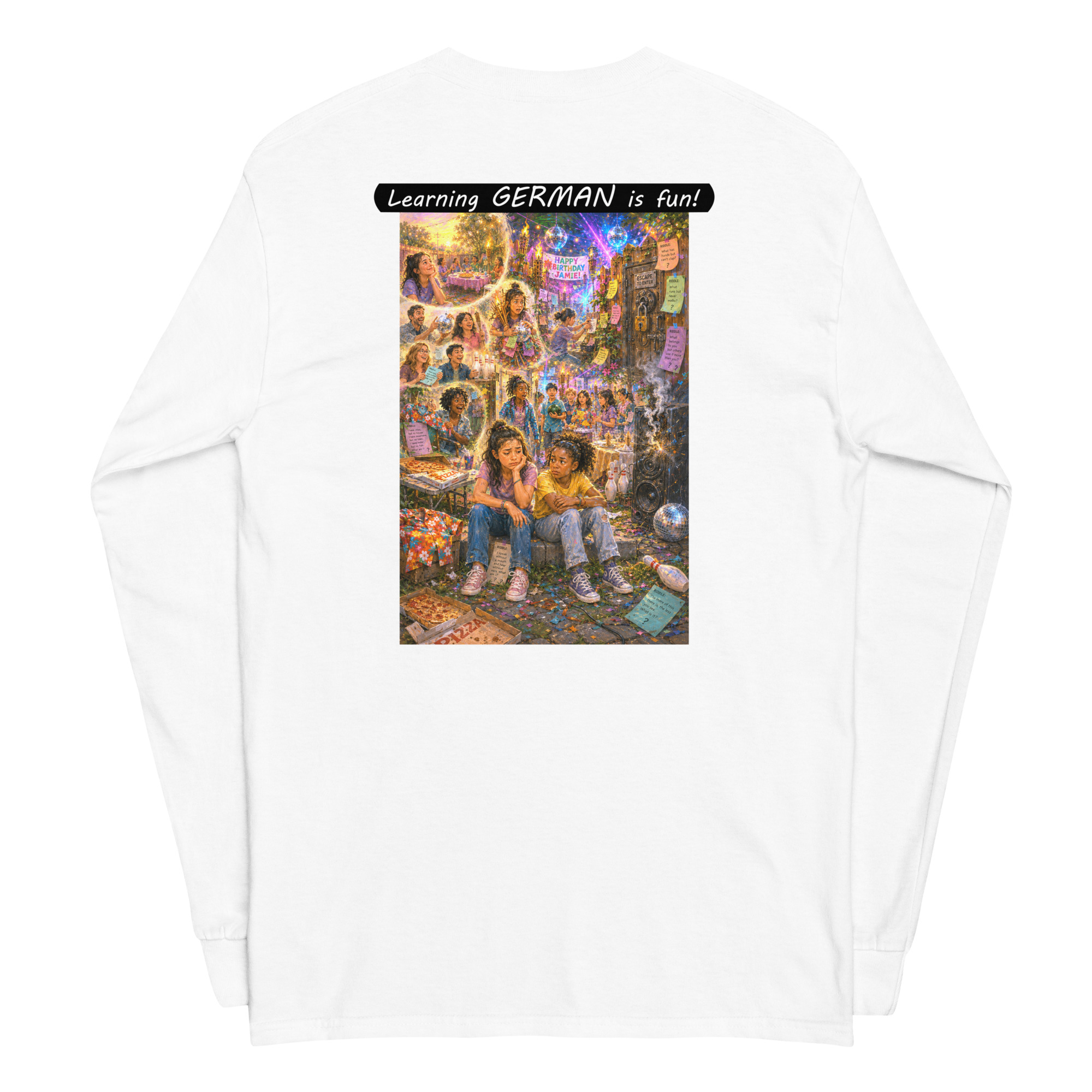 Unisex Long Sleeve Shirt - Learning GERMAN is fun! - The Surprise Party - Image 28