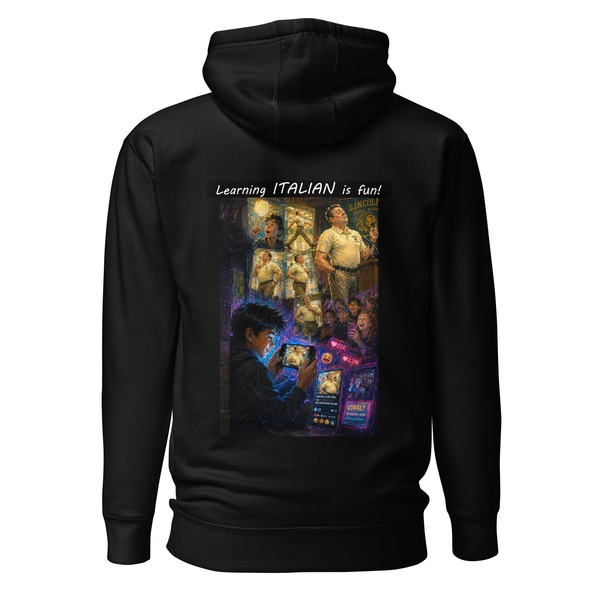 Unisex Premium Pullover Hoodie - Learning ITALIAN is fun! - The Influencer - Image 8