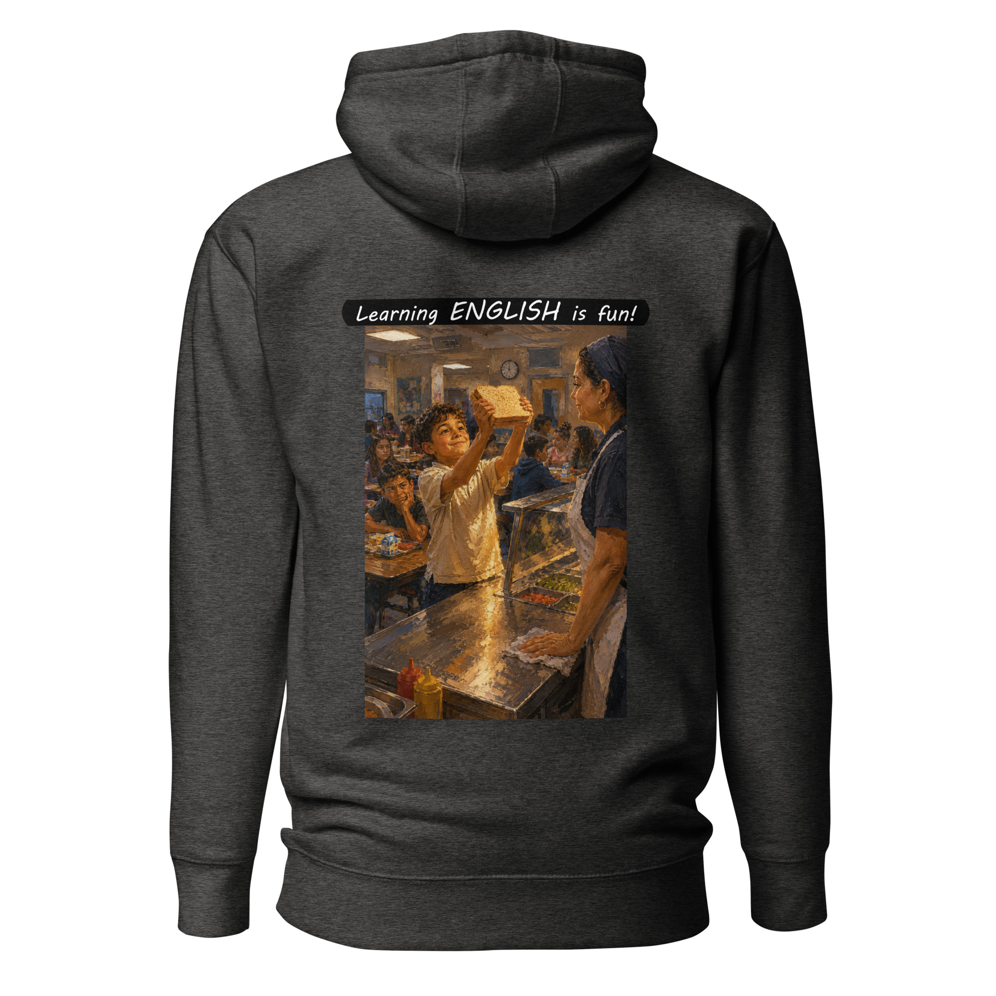 Unisex Premium Pullover Hoodie - Learning ENGLISH is fun! - Crusty Roof Tiles - Image 13
