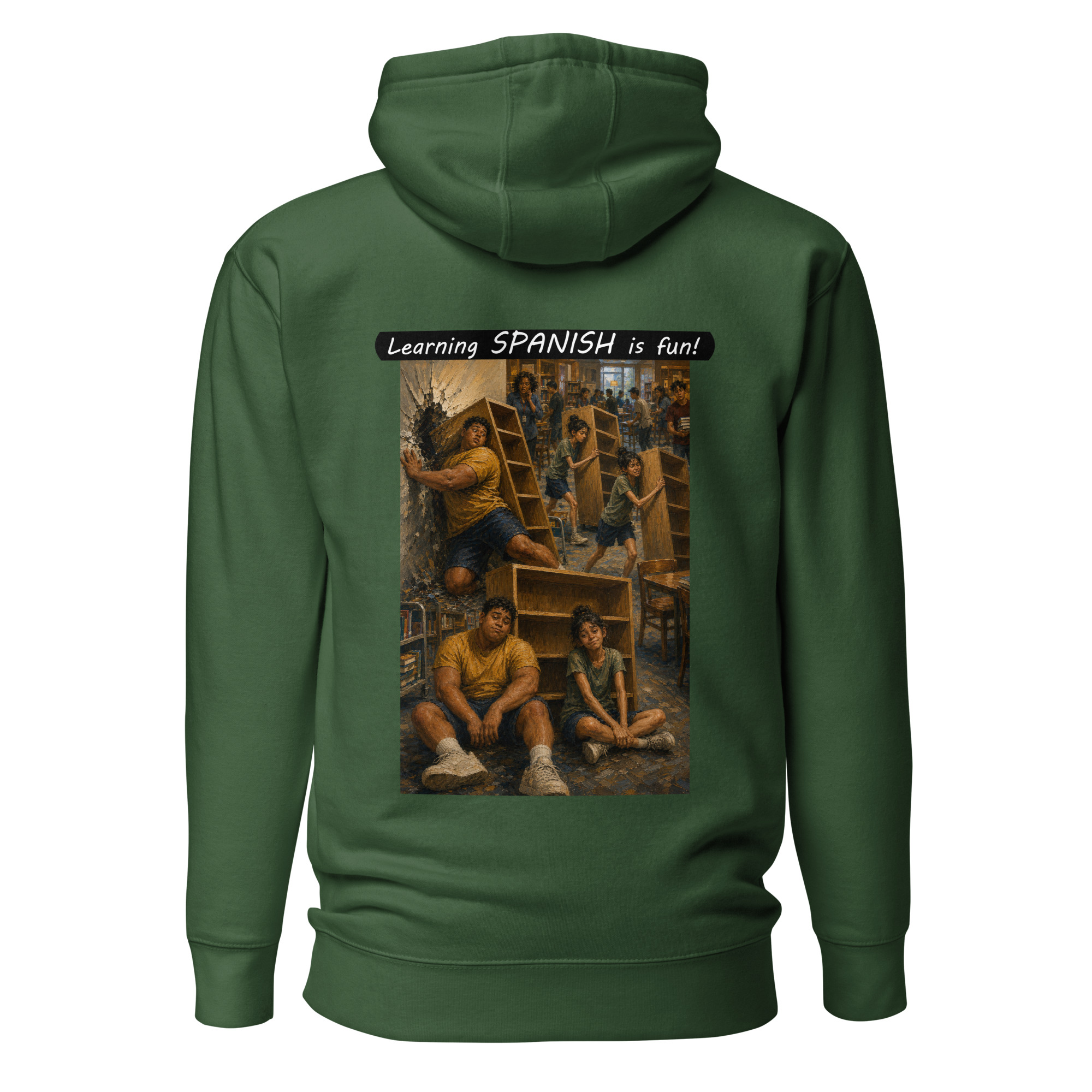 Unisex Premium Pullover Hoodie - Learning SPANISH is fun! - Fair Trade - Image 2