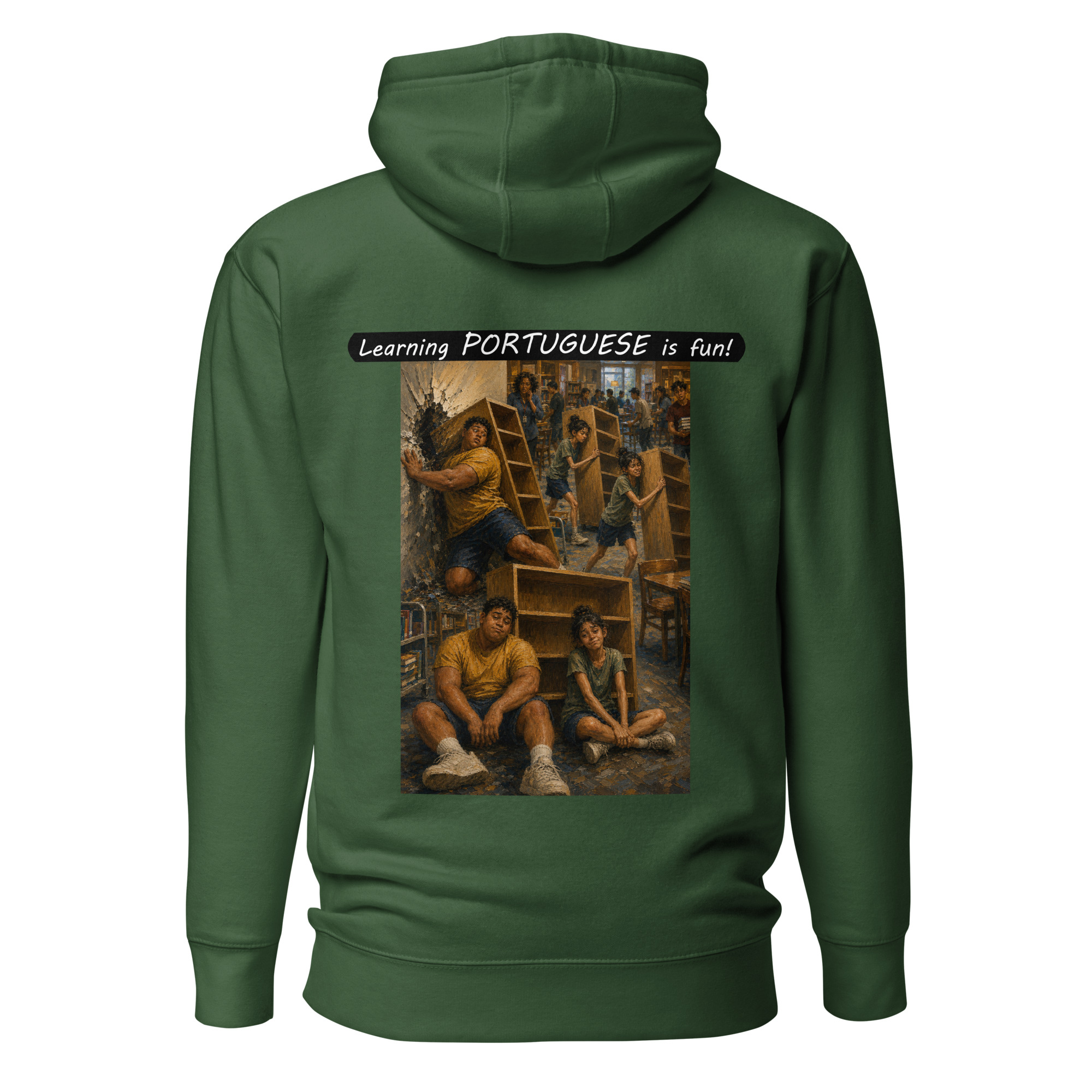 Unisex Premium Pullover Hoodie - Learning PORTUGUESE is fun! - Fair Trade - Image 1