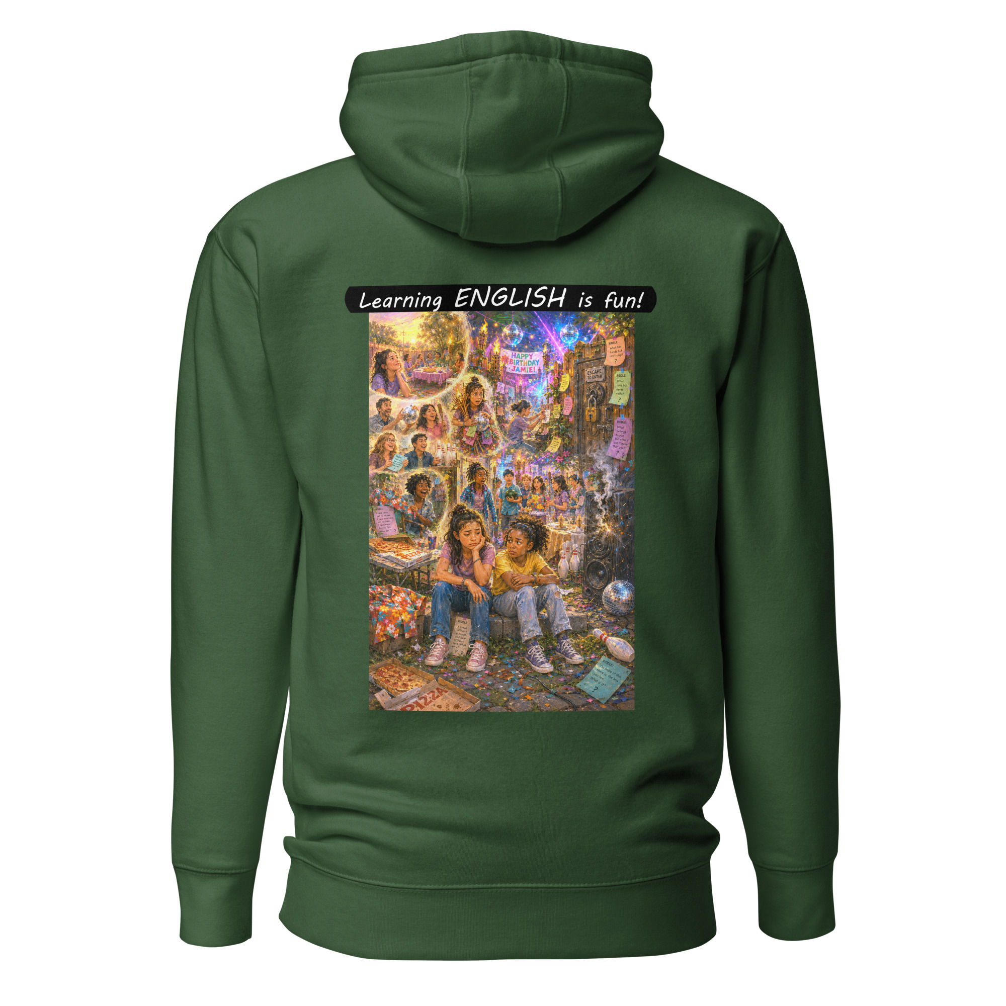 Unisex Premium Pullover Hoodie - Learning ENGLISH is fun! - The Surprise Party - Image 19