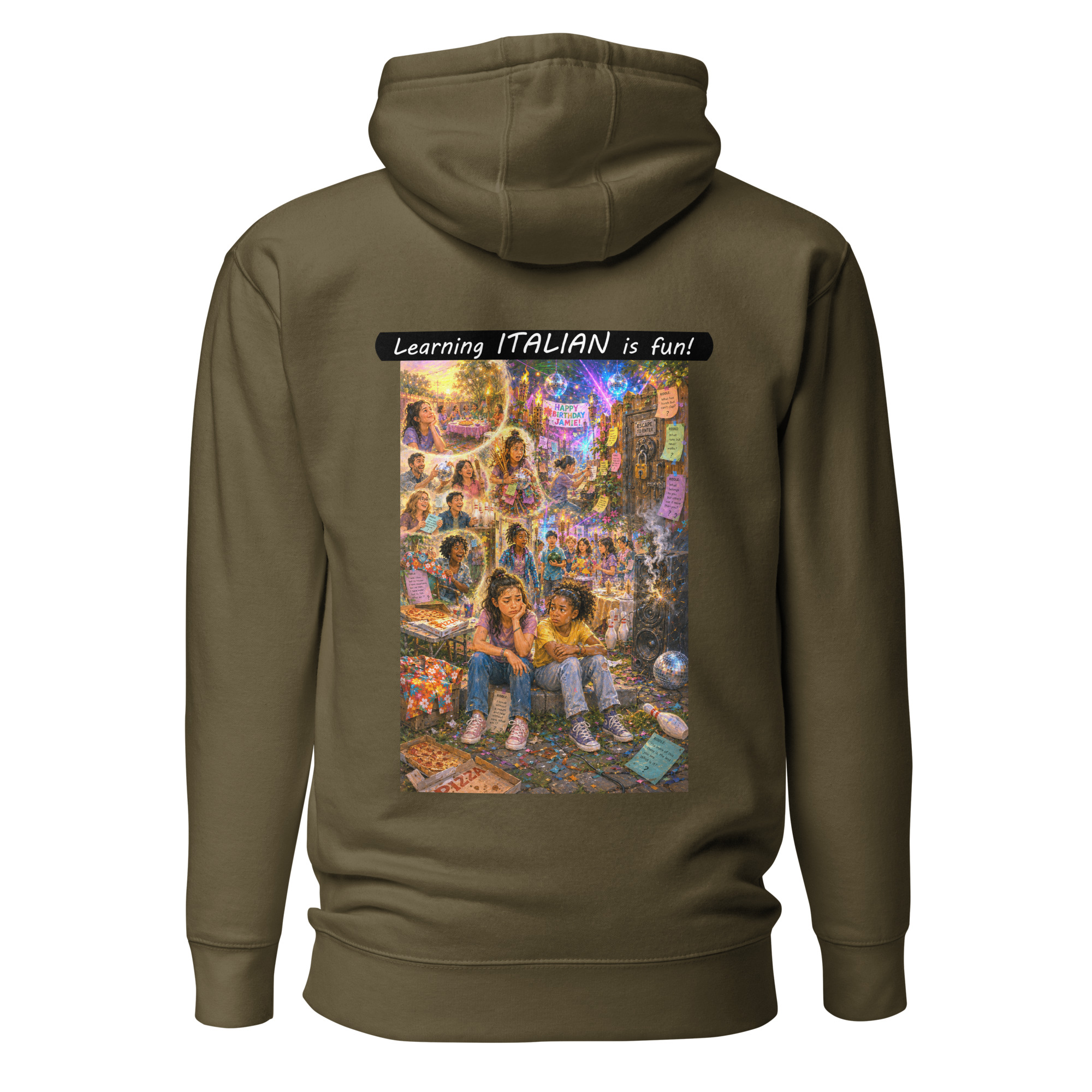 Unisex Premium Pullover Hoodie - Learning ITALIAN is fun! - The Surprise Party - Image 26