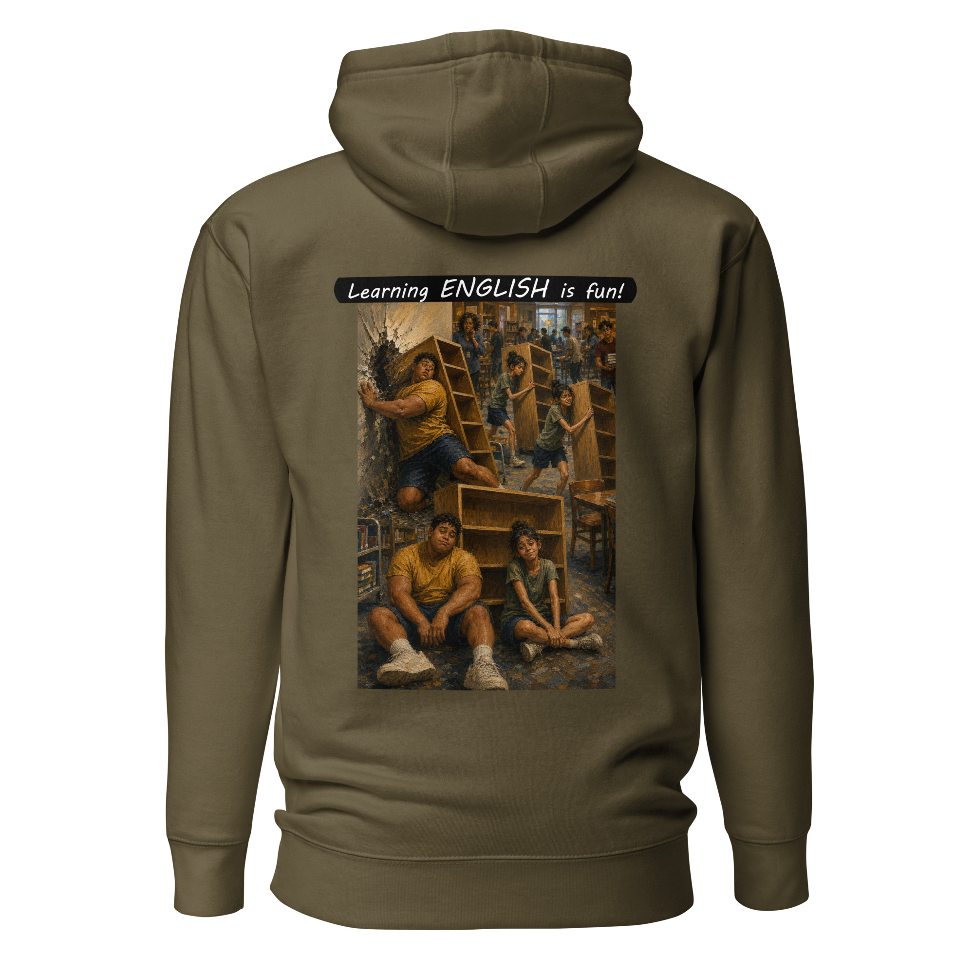 Unisex Premium Pullover Hoodie - Learning ENGLISH is fun! - Fair Trade - Image 22