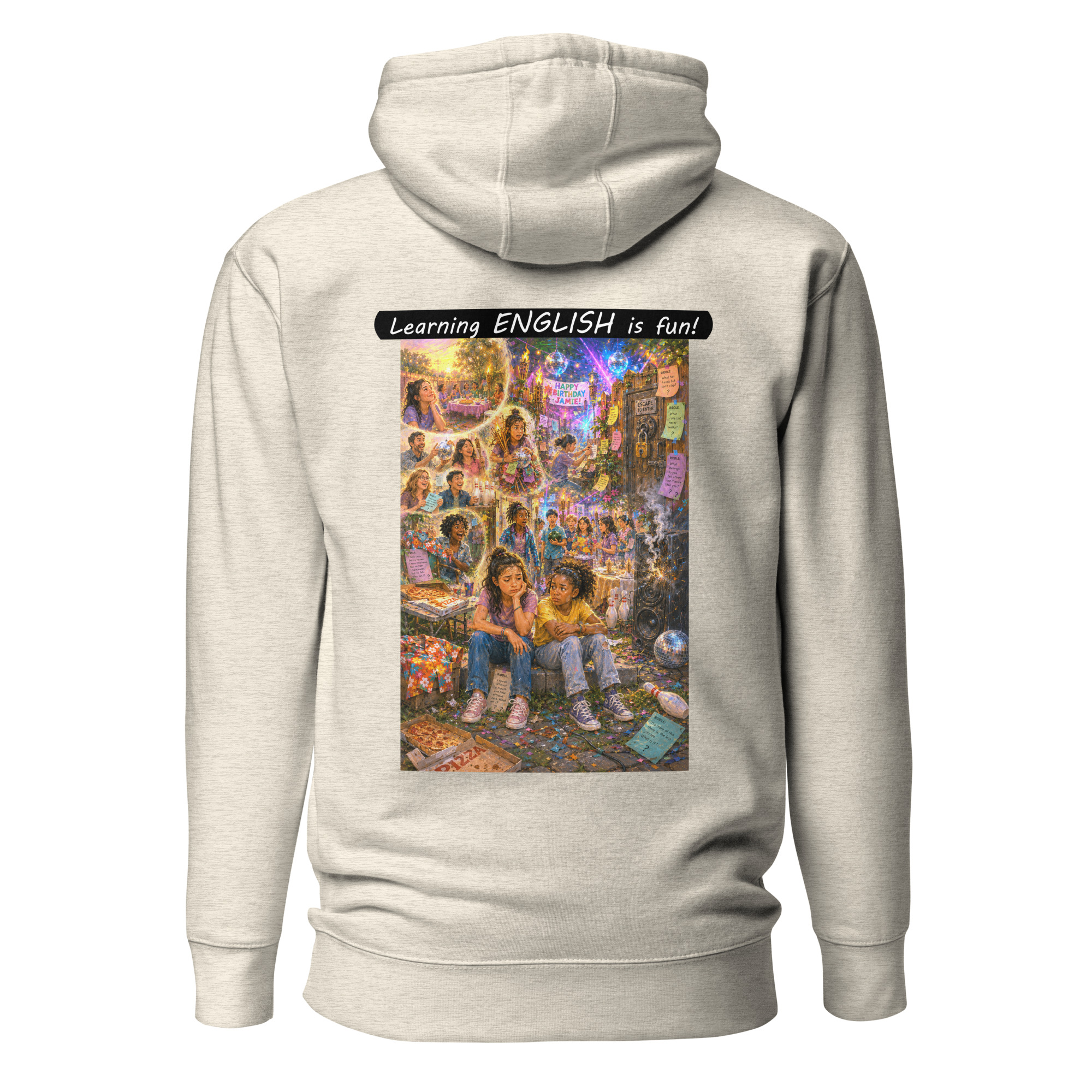 Unisex Premium Pullover Hoodie - Learning ENGLISH is fun! - The Surprise Party - Image 43