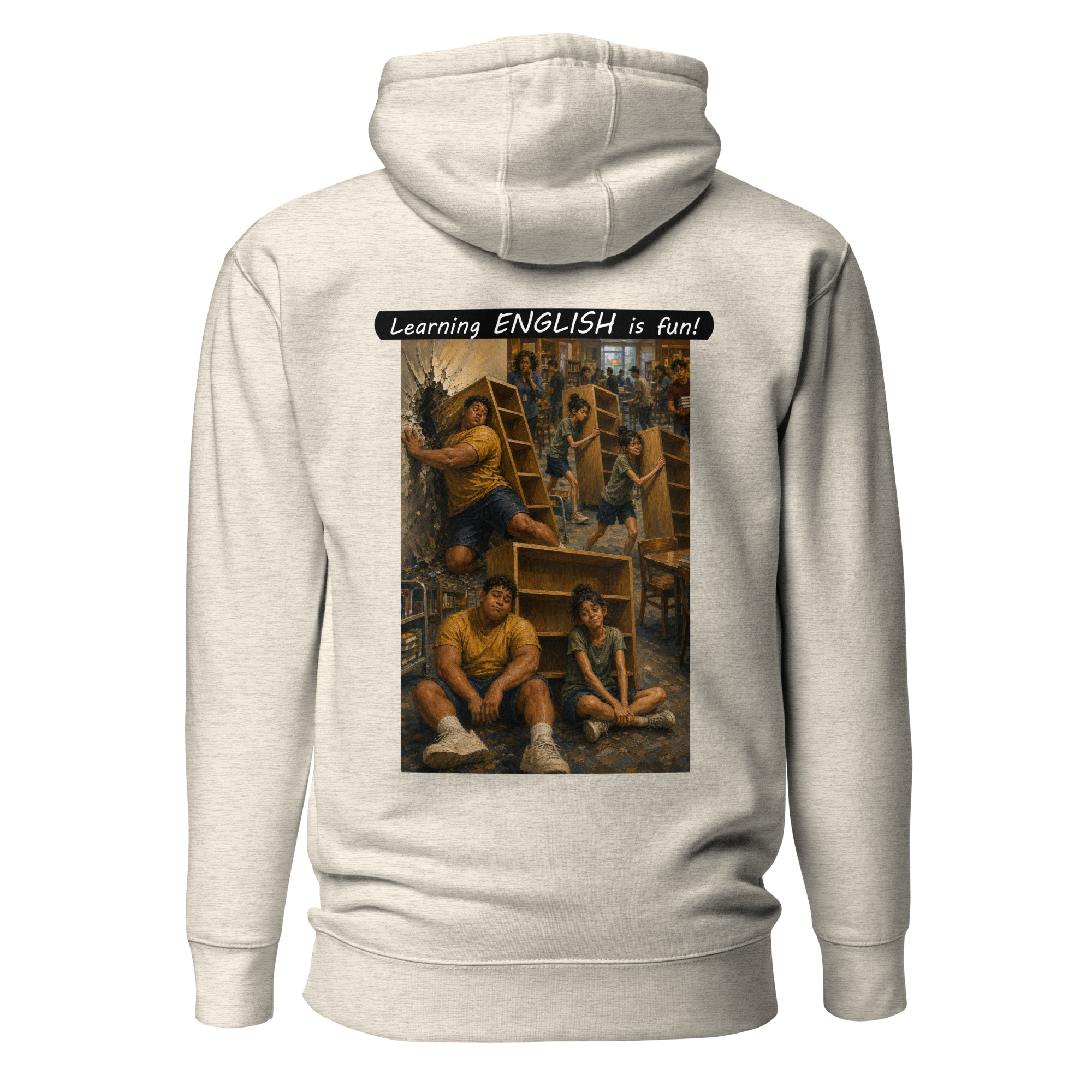 Unisex Premium Pullover Hoodie - Learning ENGLISH is fun! - Fair Trade - Image 49