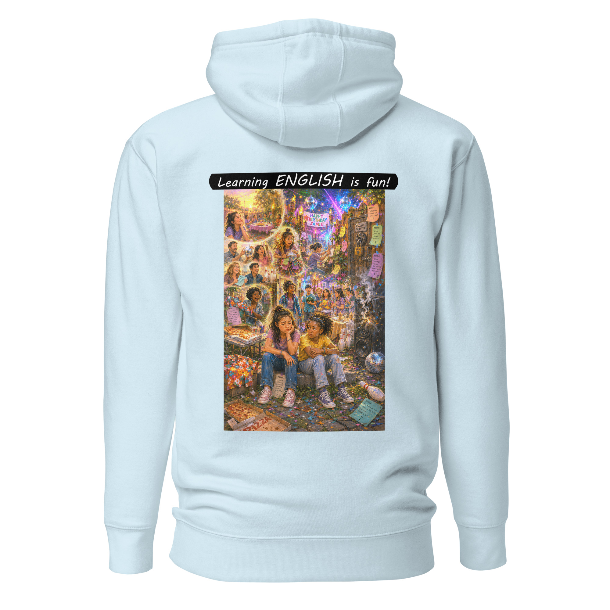 Unisex Premium Pullover Hoodie - Learning ENGLISH is fun! - The Surprise Party - Image 34