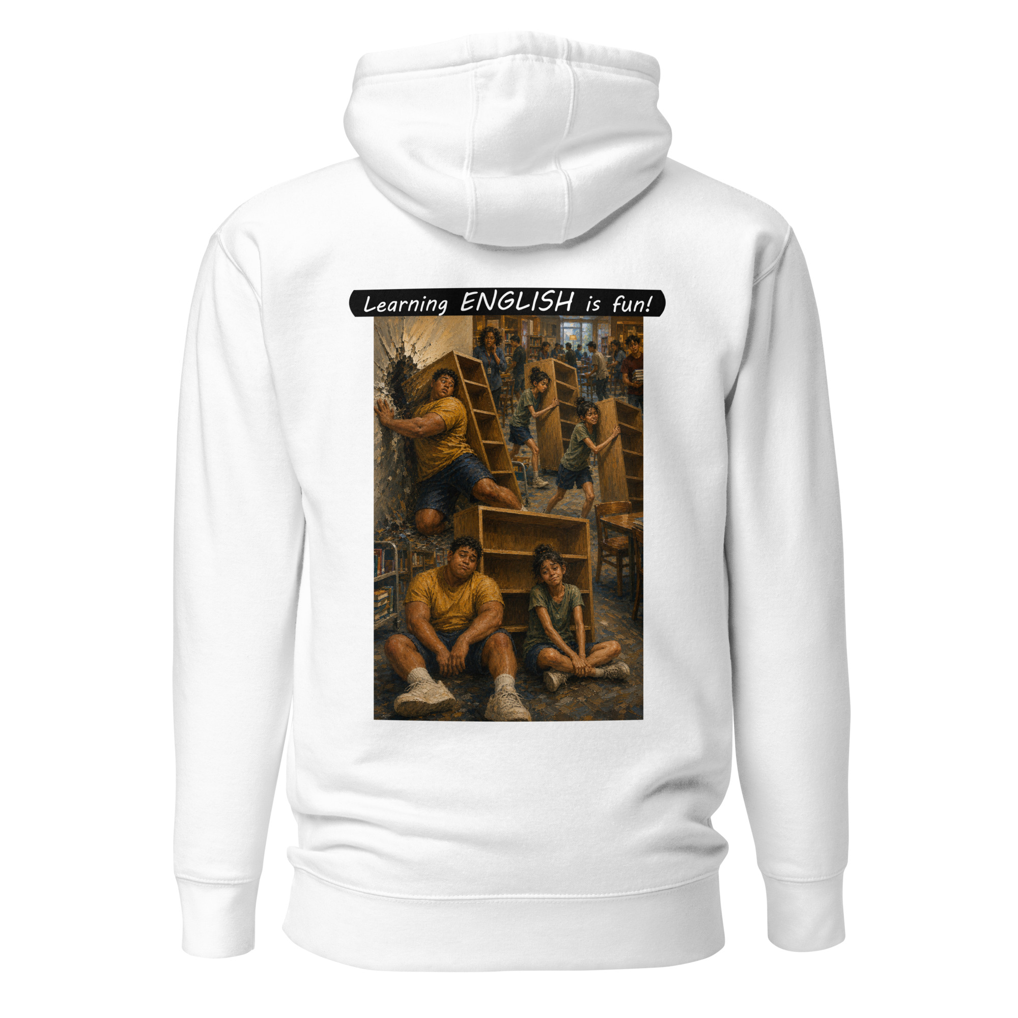 Unisex Premium Pullover Hoodie - Learning ENGLISH is fun! - Fair Trade - Image 37