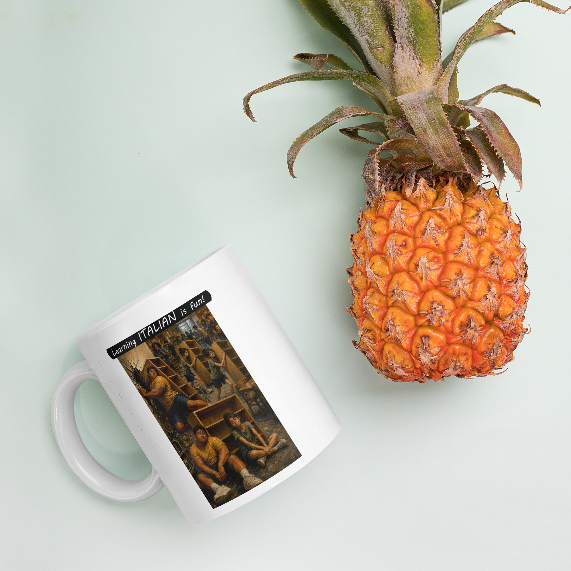 Premium White Glossy Mug - Learning ITALIAN is fun! - Fair Trade - Image 5