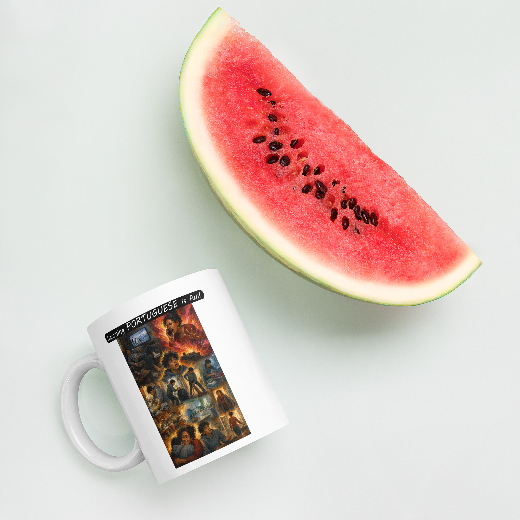 Premium White Glossy Mug - Learning PORTUGUESE is fun! - Your Mama - Image 5