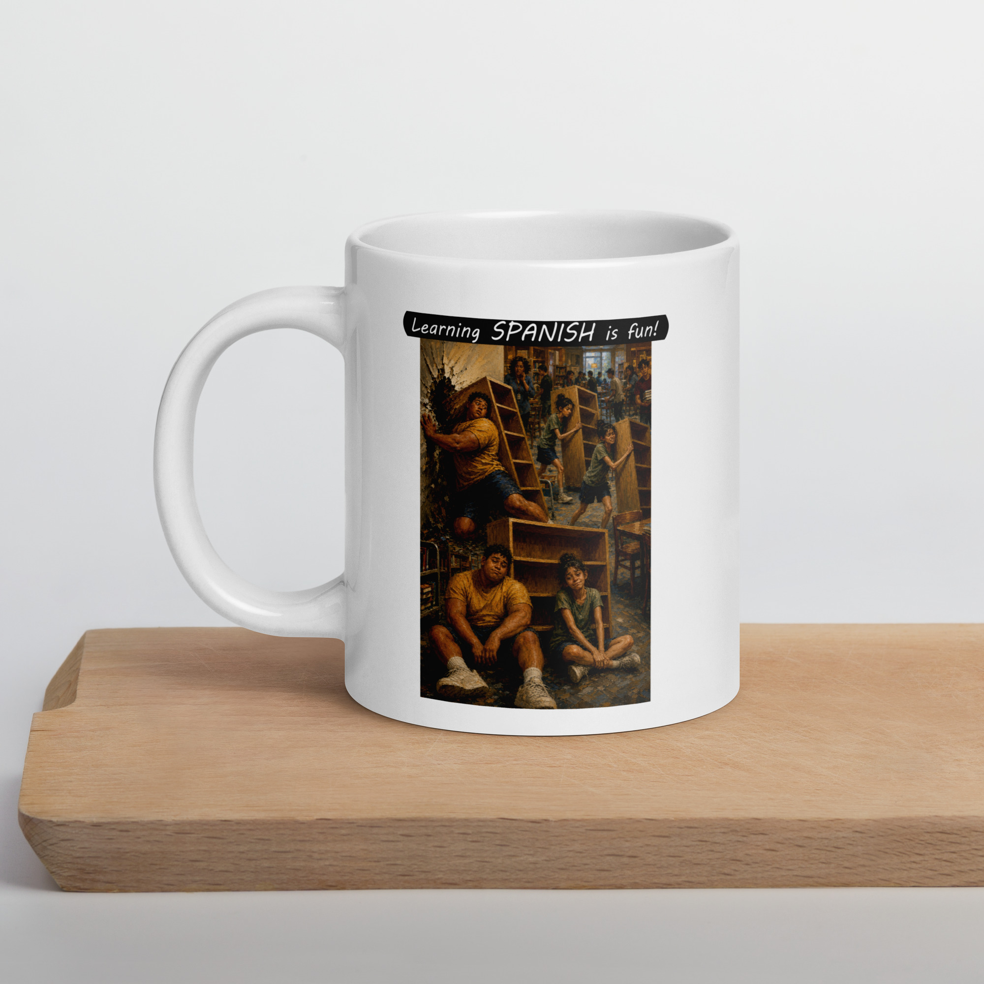 Premium White Glossy Mug - Learning SPANISH is fun! - Fair Trade - Image 3