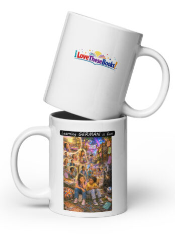Premium White Glossy Mug – Learning GERMAN is fun! – The Surprise Party
