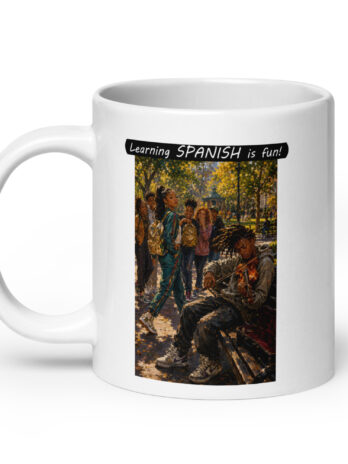 Premium White Glossy Mug – Learning SPANISH is fun! – The Spotlight