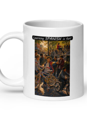 Premium White Glossy Mug – Learning SPANISH is fun! – The Show Off
