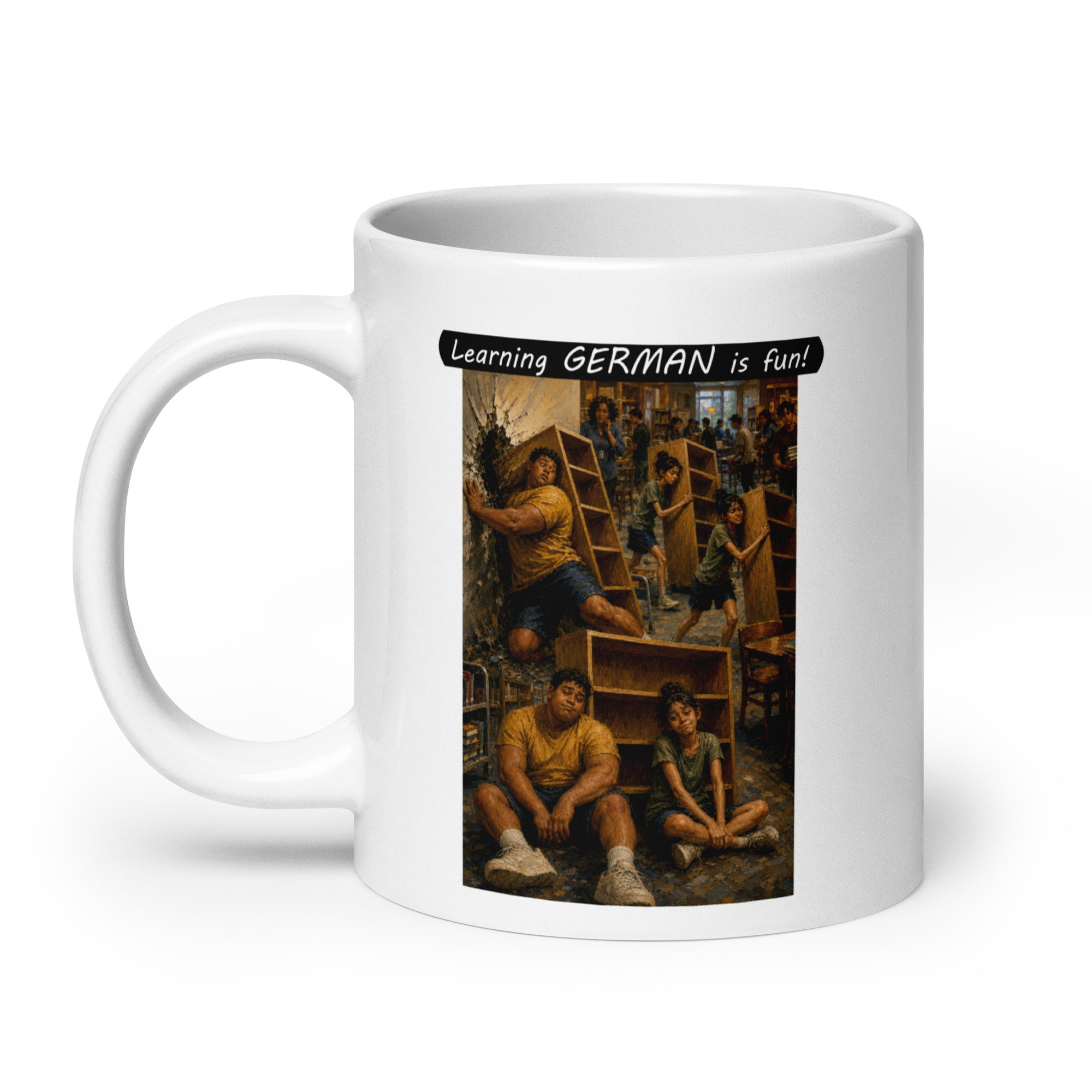 Premium White Glossy Mug - Learning GERMAN is fun! - Fair Trade - Image 1