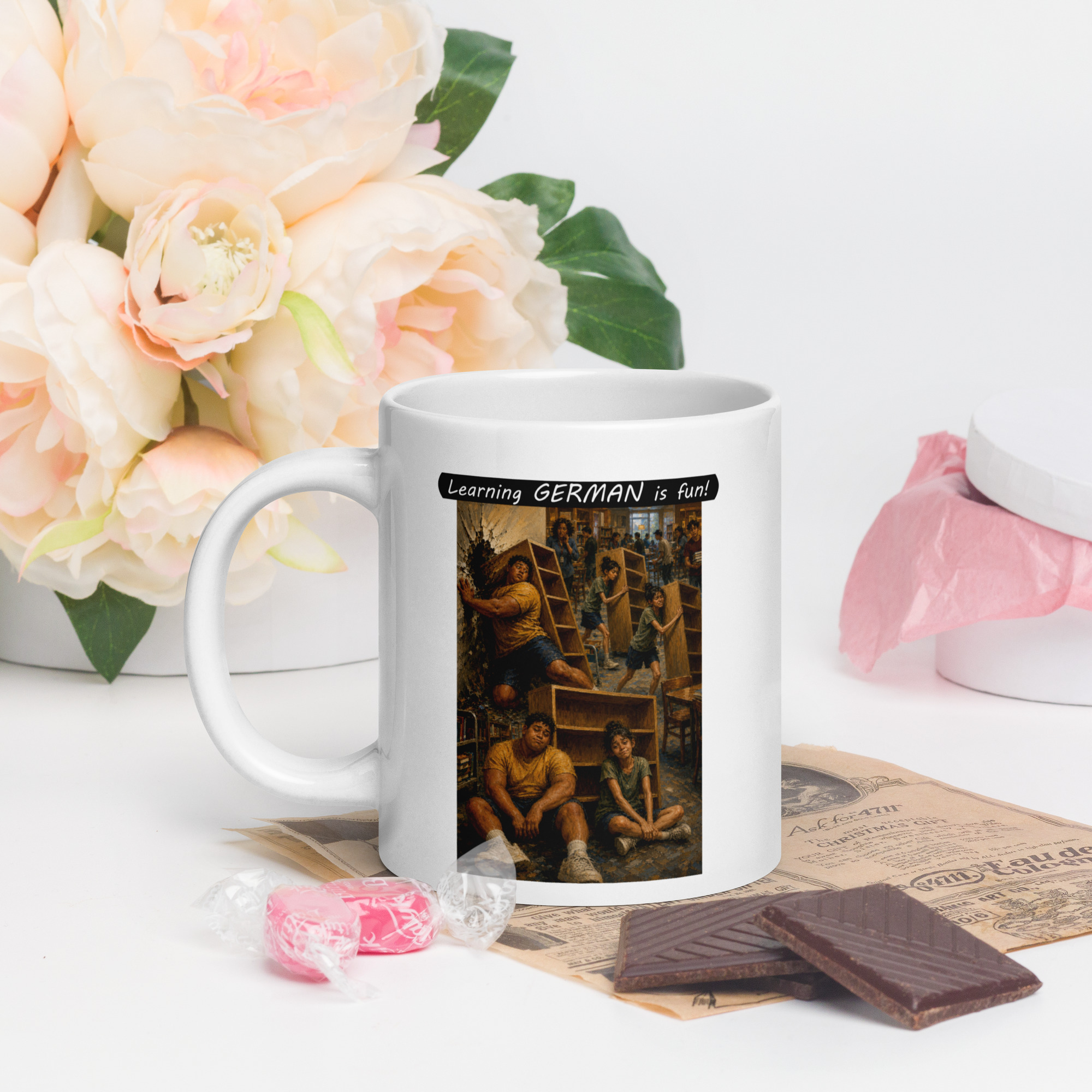 Premium White Glossy Mug - Learning GERMAN is fun! - Fair Trade - Image 7