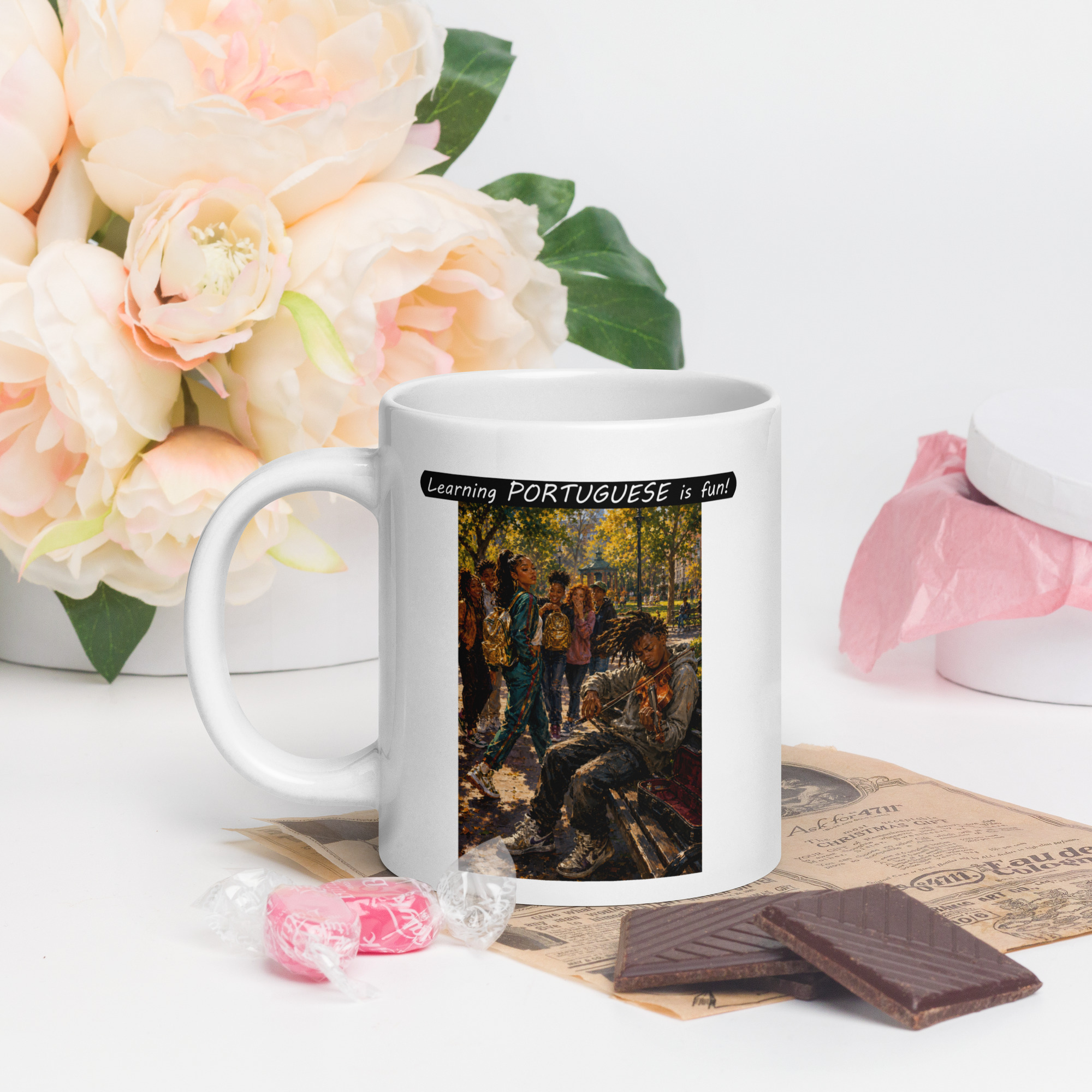 Premium White Glossy Mug - Learning PORTUGUESE is fun! - The Spotlight - Image 7