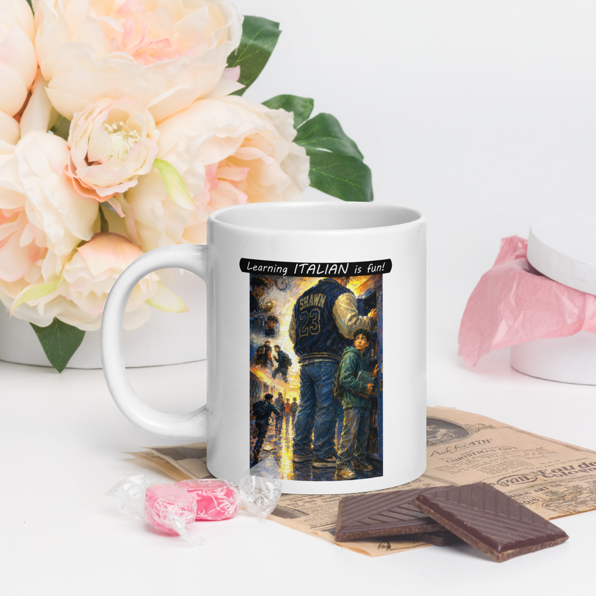 Premium White Glossy Mug - Learning ITALIAN is fun! - The School Locker - Image 7