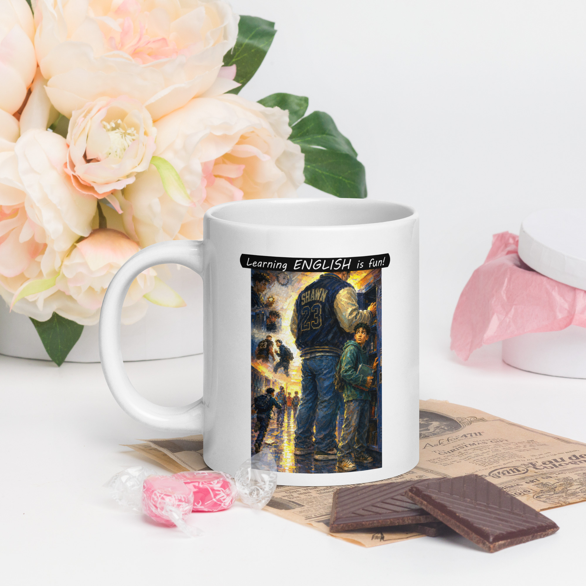 Premium White Glossy Mug - Learning ENGLISH is fun! - The School Locker - Image 7