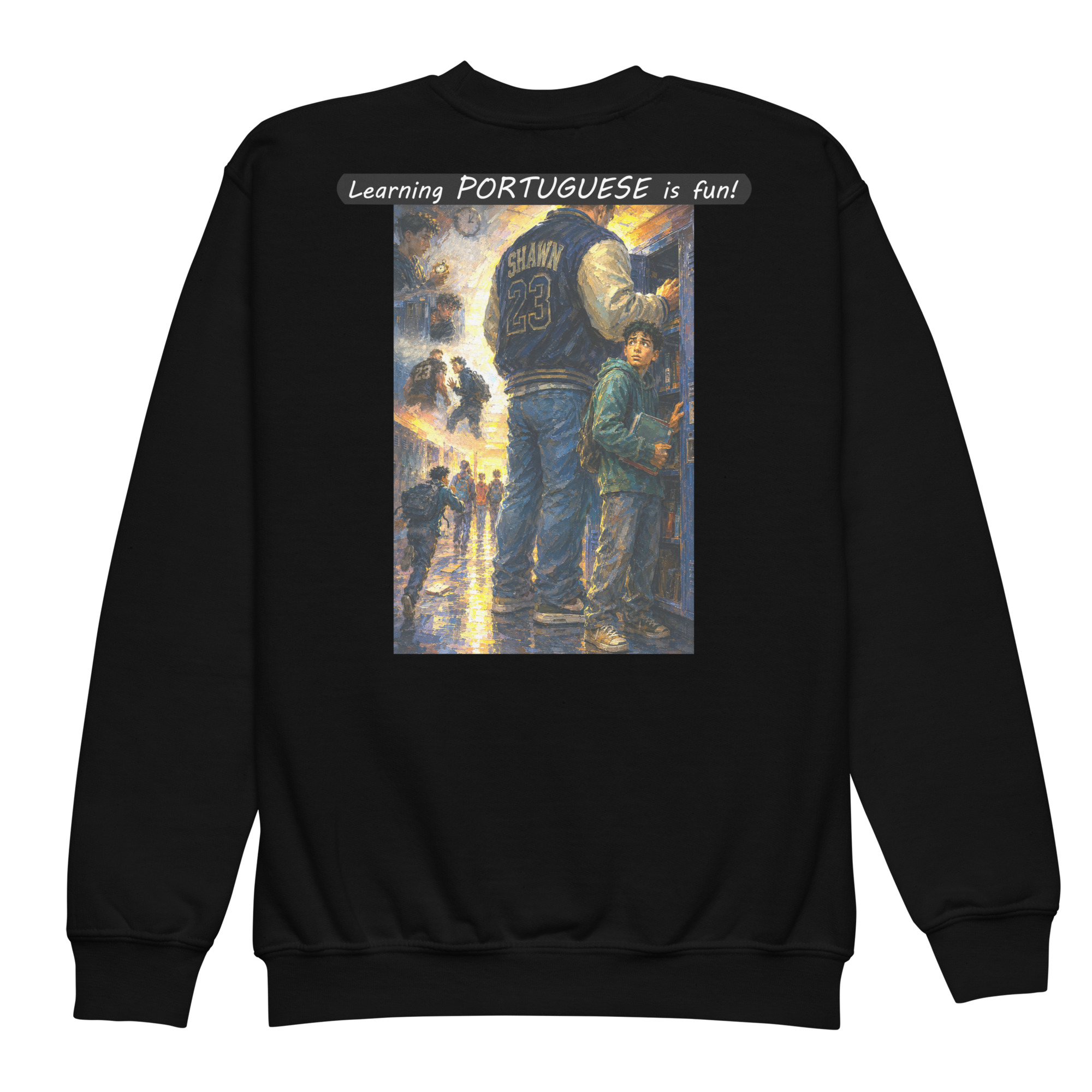 Youth crewneck sweatshirt - Learning PORTUGUESE is fun! - The School Locker - Image 6