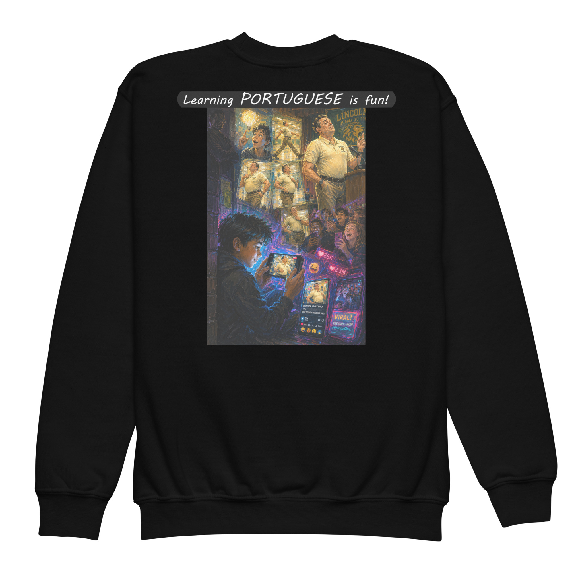 Youth crewneck sweatshirt - Learning PORTUGUESE is fun! - The Influencer - Image 7