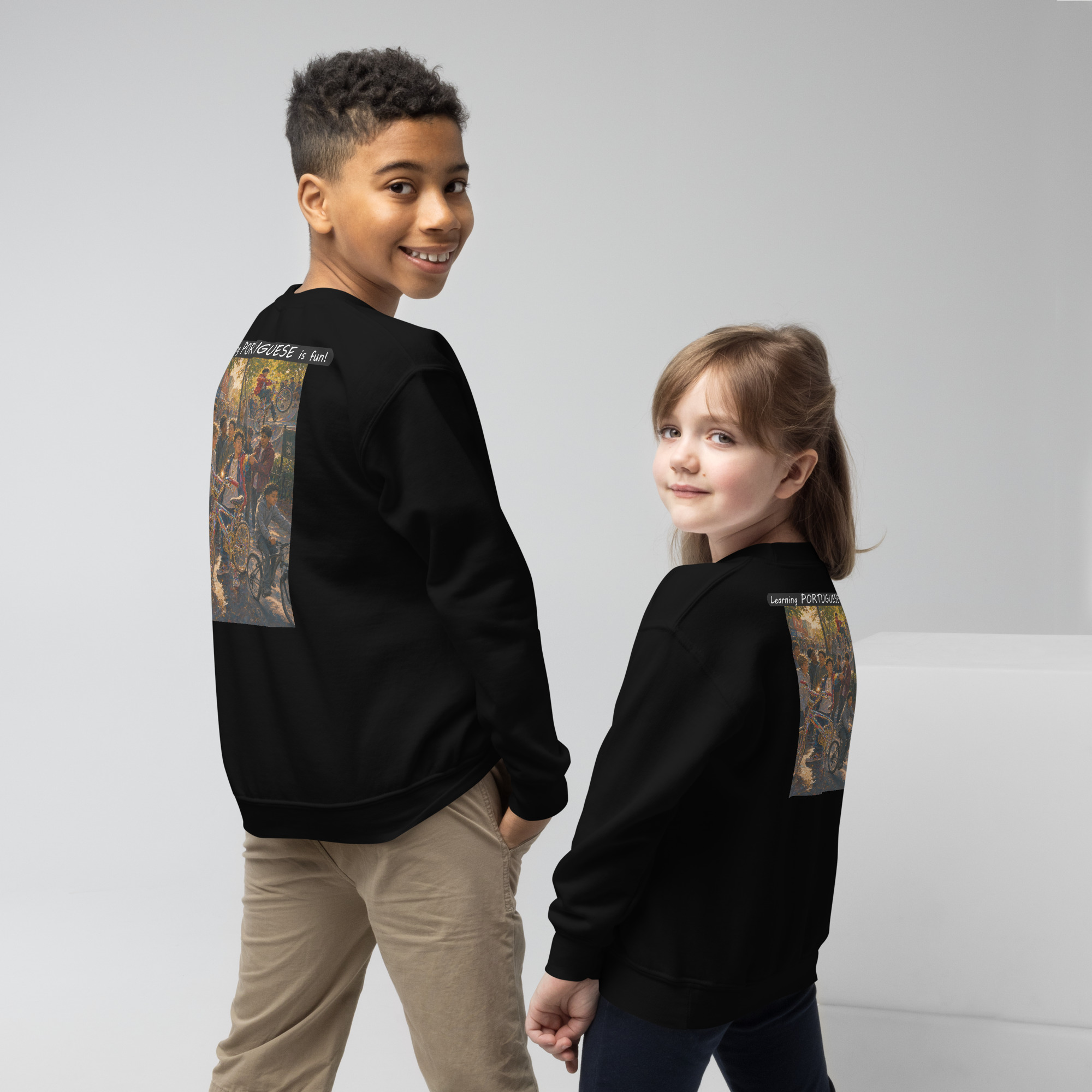 Youth crewneck sweatshirt - Learning PORTUGUESE is fun! - The Show Off - Image 11