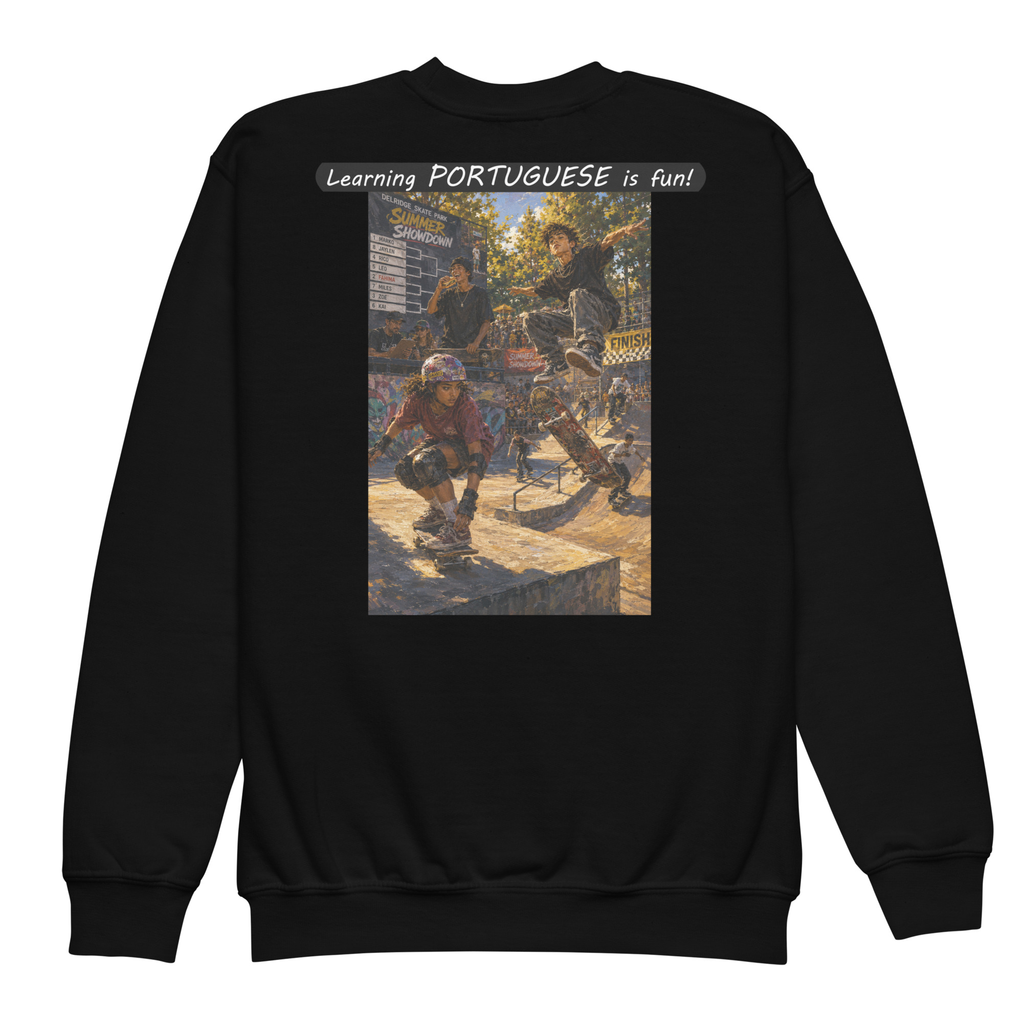 Youth crewneck sweatshirt - Learning PORTUGUESE is fun! - The Summer Showdown - Image 16