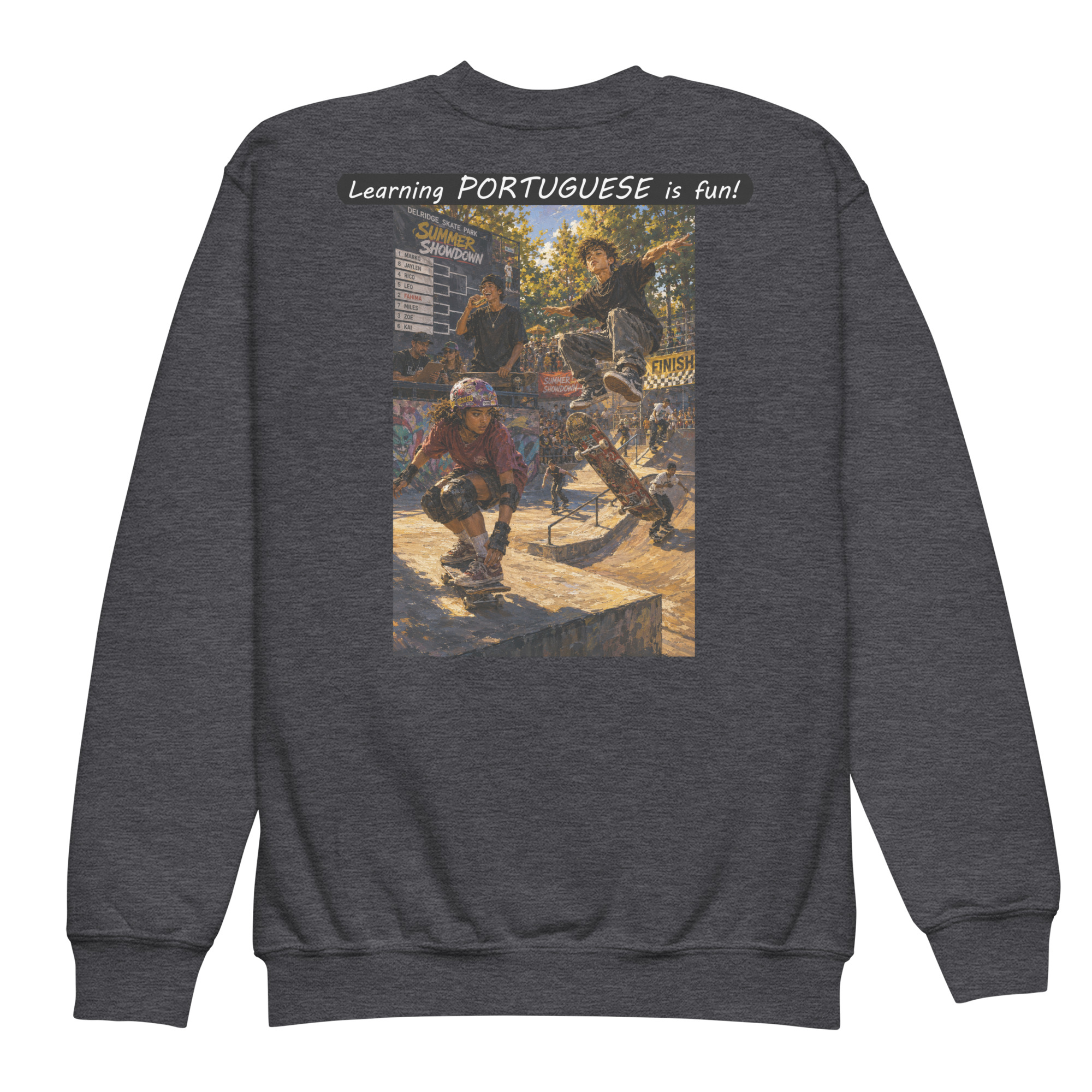 Youth crewneck sweatshirt - Learning PORTUGUESE is fun! - The Summer Showdown - Image 9