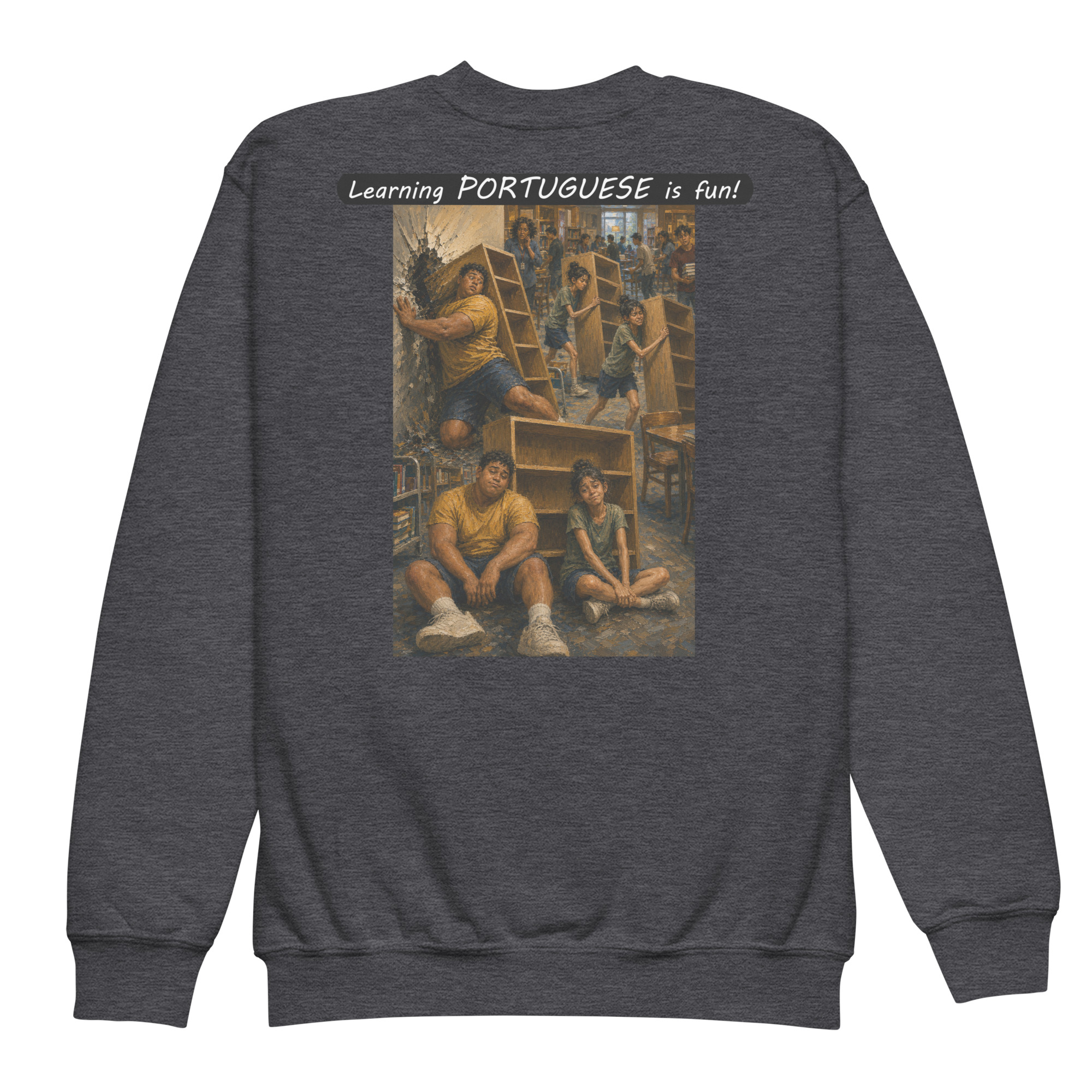 Youth crewneck sweatshirt - Learning PORTUGUESE is fun! - Fair Trade - Image 16