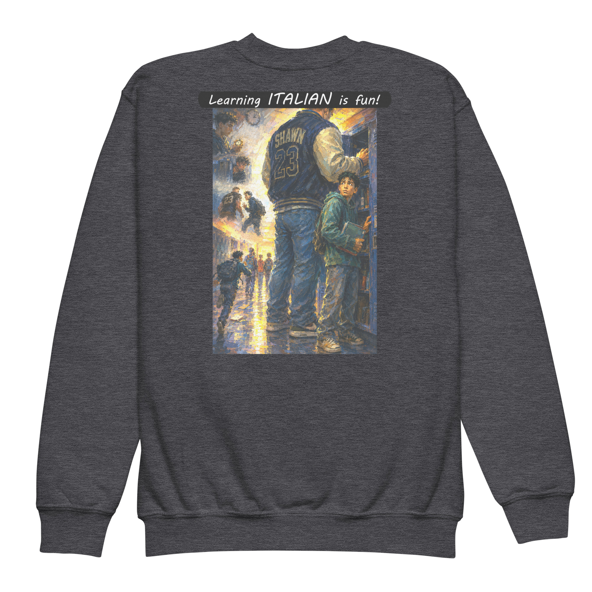 Youth crewneck sweatshirt - Learning ITALIAN is fun! - The School Locker - Image 8