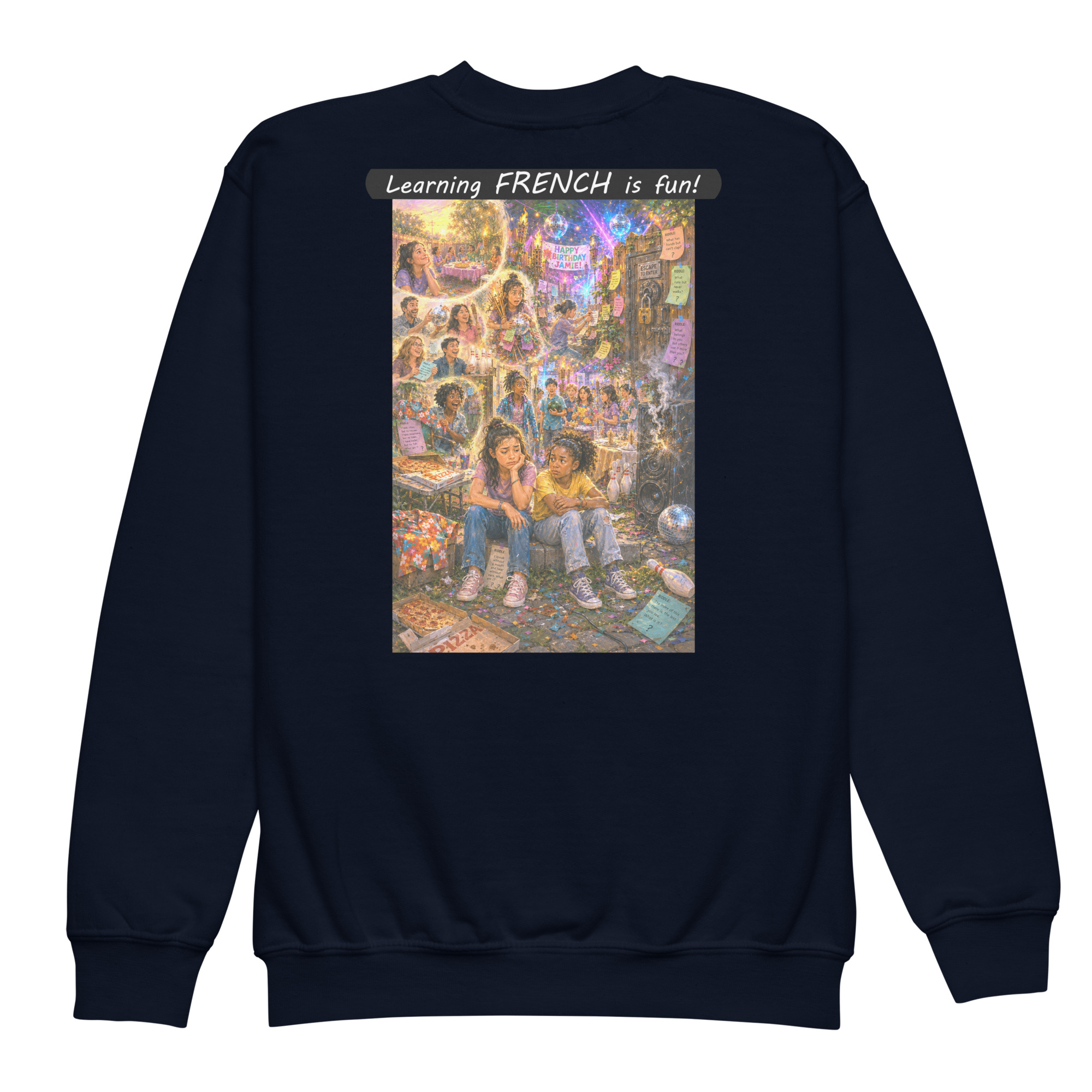 Youth crewneck sweatshirt - Learning FRENCH is fun! - The Surprise Party - Image 18