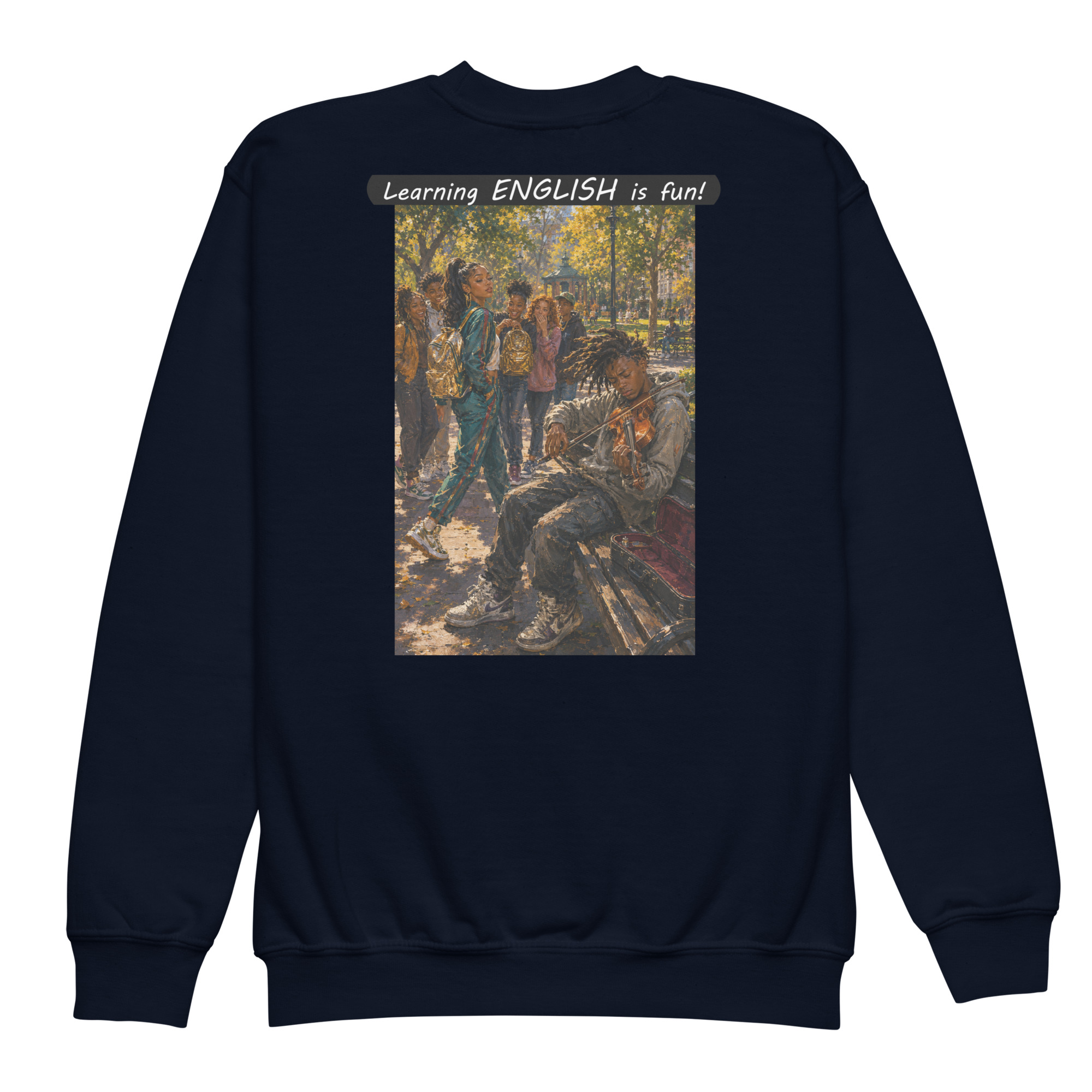 Youth crewneck sweatshirt - Learning ENGLISH is fun! - The Show Off - Image 21