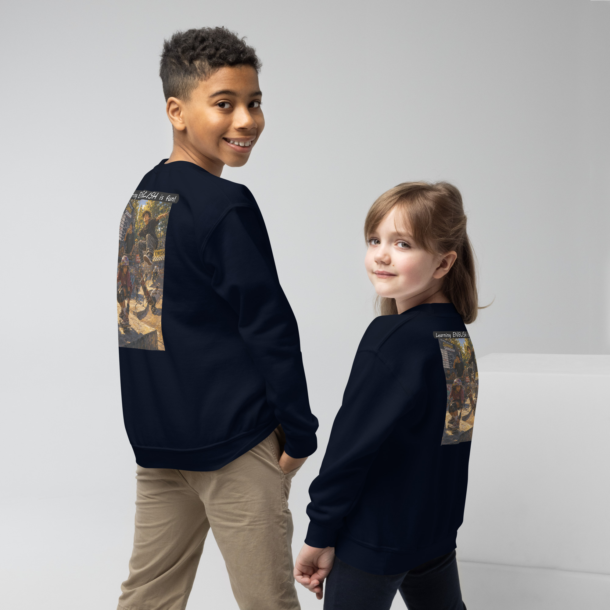 Youth crewneck sweatshirt - Learning ENGLISH is fun! - The Summer Showdown - Image 1