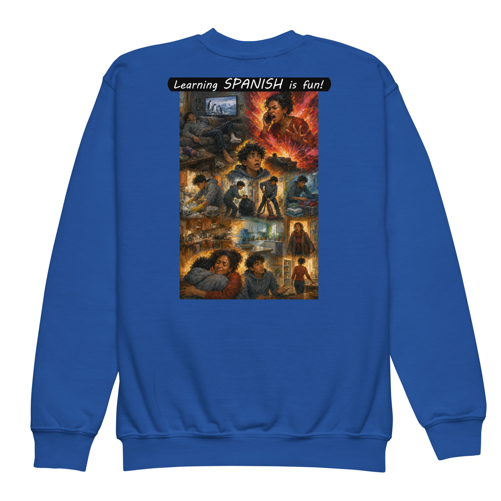 Youth Crewneck Sweatshirt - Learning SPANISH is fun! - Your Mama - Image 9