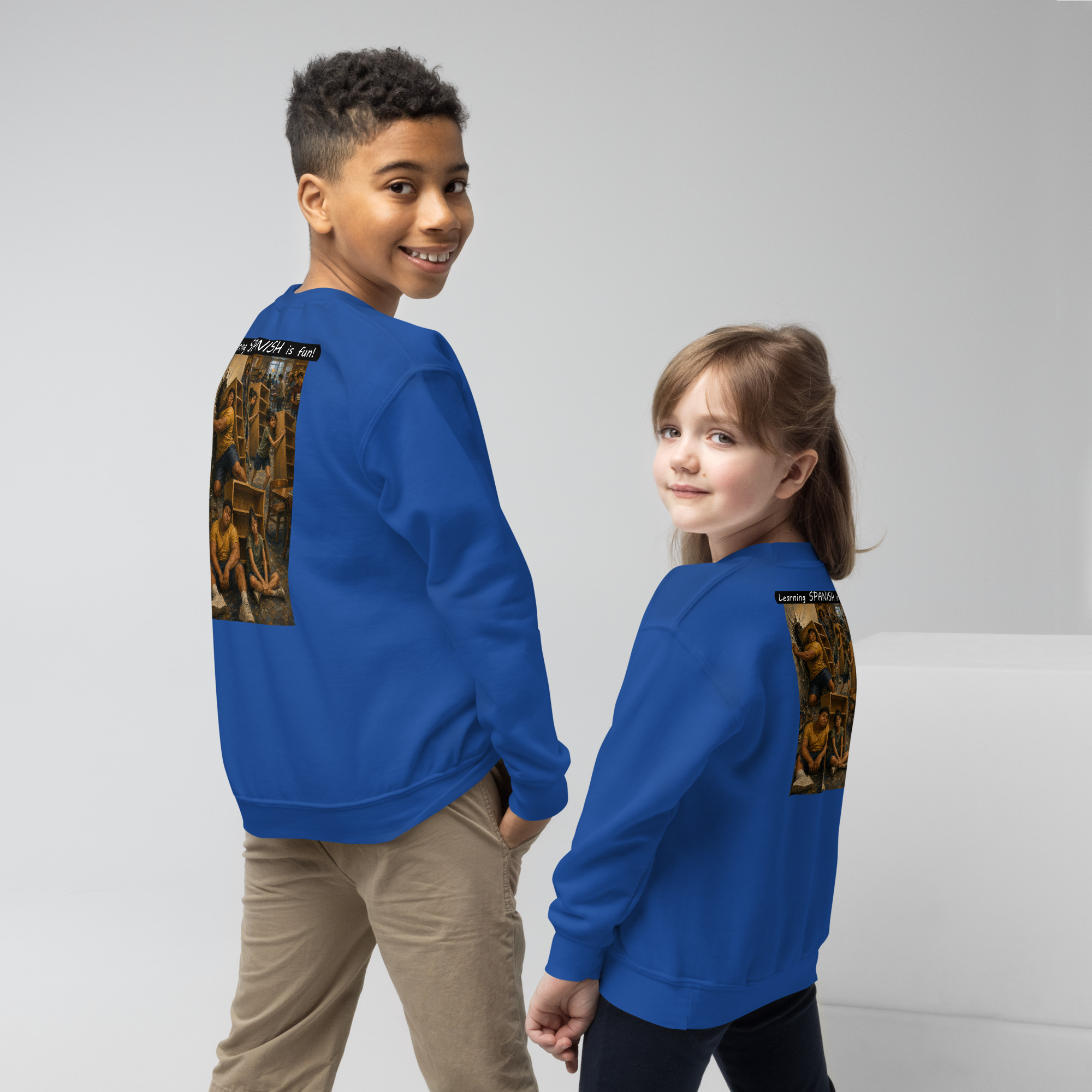 Youth Crewneck Sweatshirt - Learning SPANISH is fun! - Fair Trade - Image 18