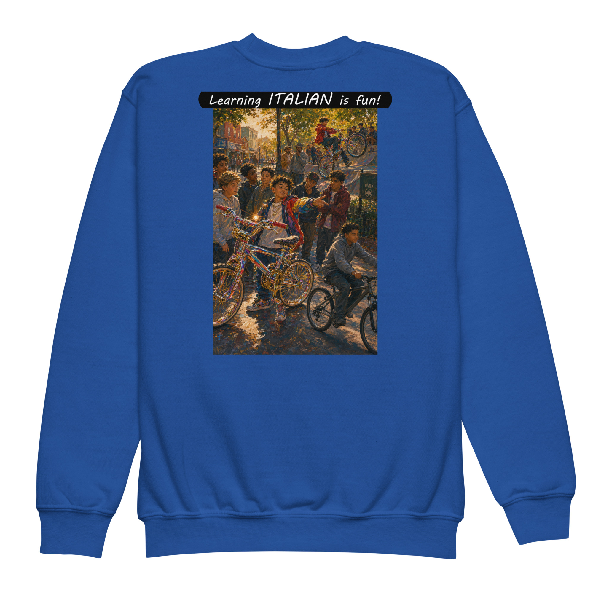 Youth crewneck sweatshirt - Learning ITALIAN is fun! - The Show Off - Image 2