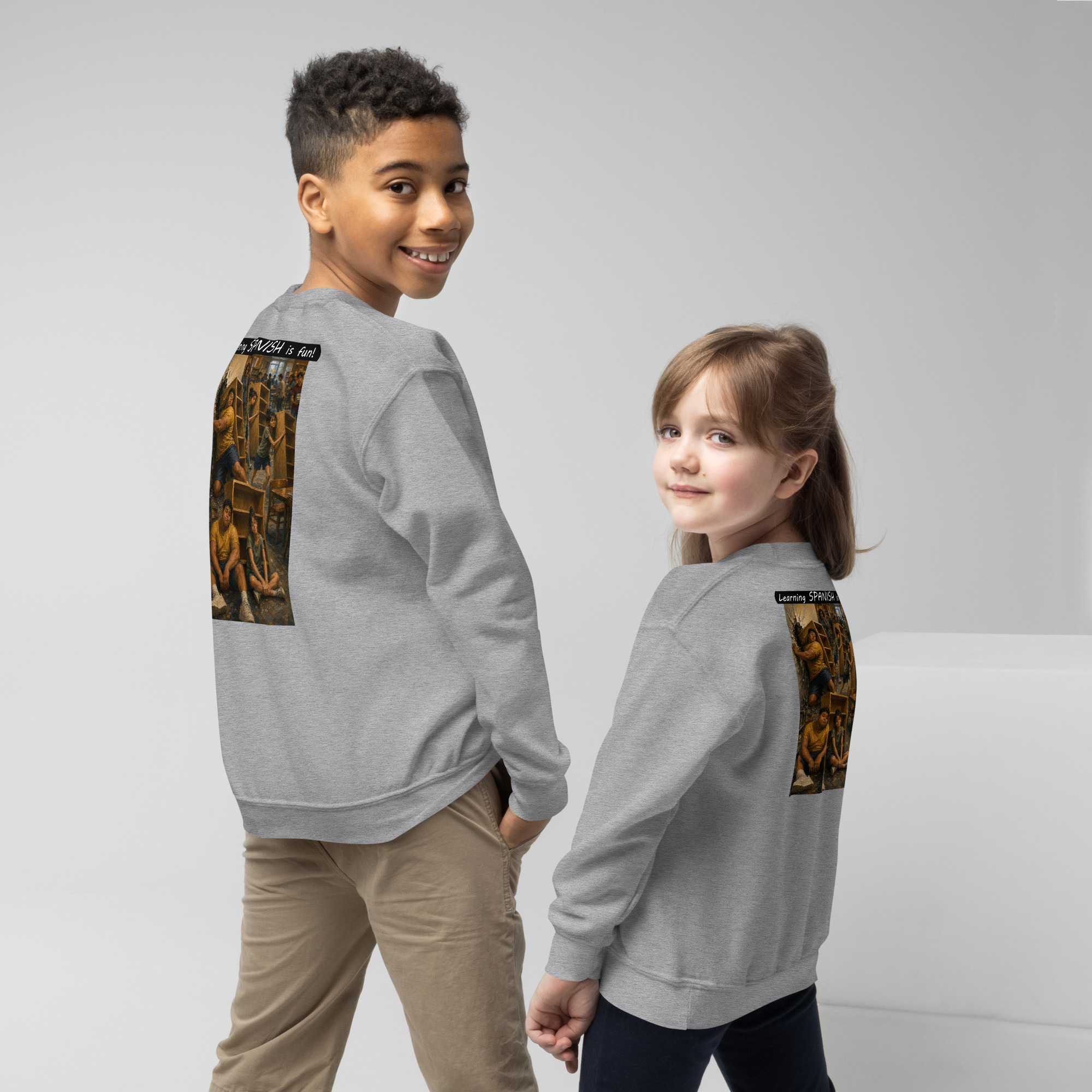 Youth Crewneck Sweatshirt - Learning SPANISH is fun! - Fair Trade - Image 22