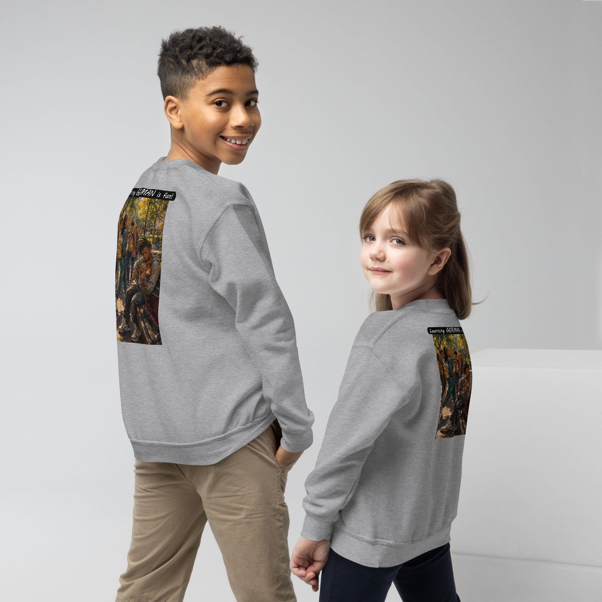 Youth crewneck sweatshirt - Learning GERMAN is fun! - The Spotlight - Image 18