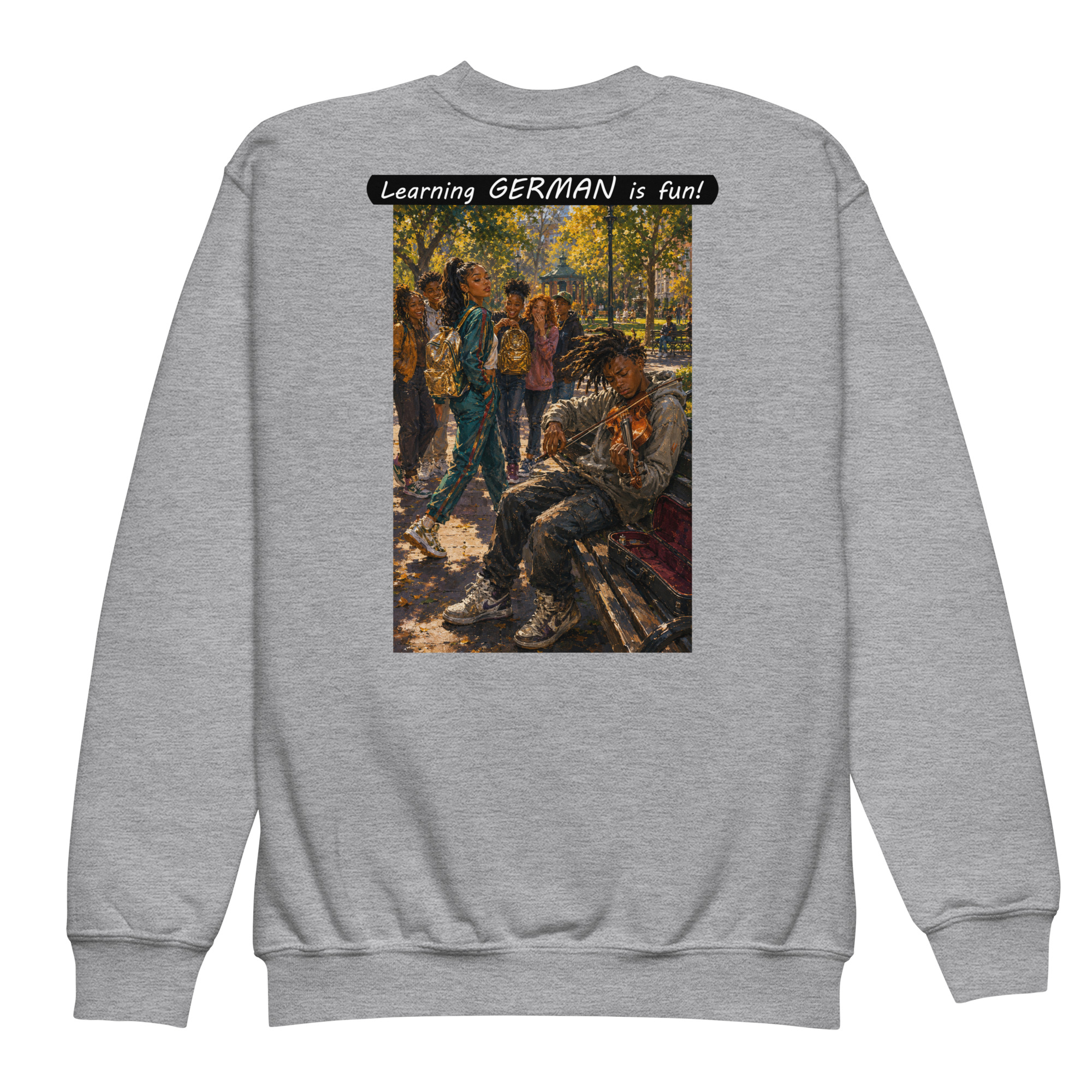 Youth crewneck sweatshirt - Learning GERMAN is fun! - The Spotlight - Image 20